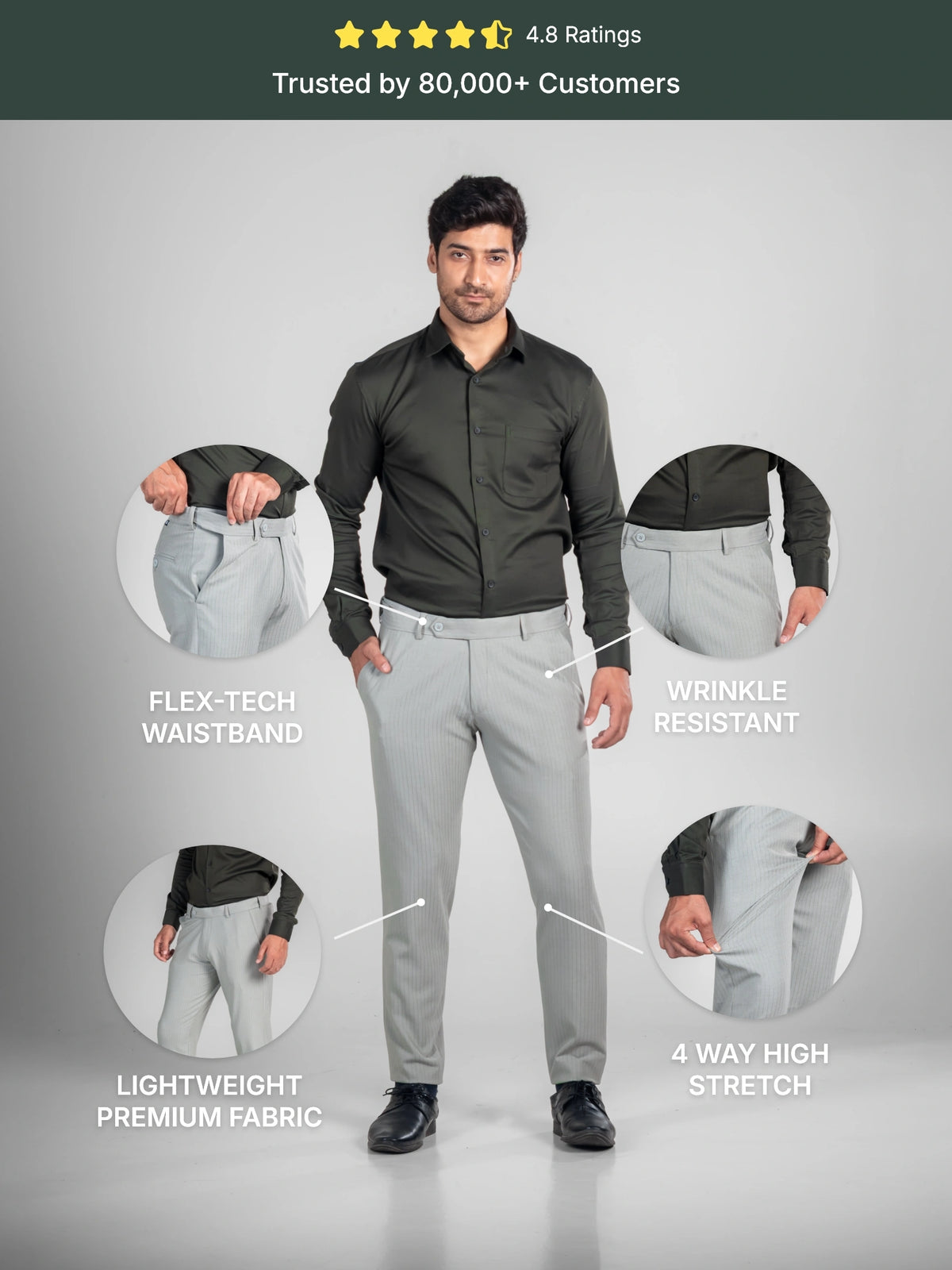Ash Olive Soft Lining Flexiwaist Pant