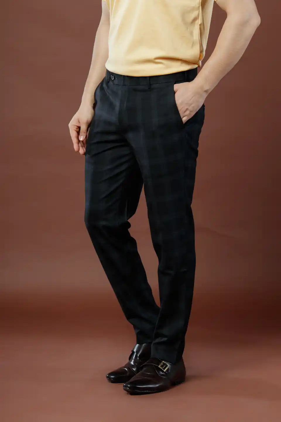 Men’s premium Blackout Soho Checks Flexiwaist Pants - Front view