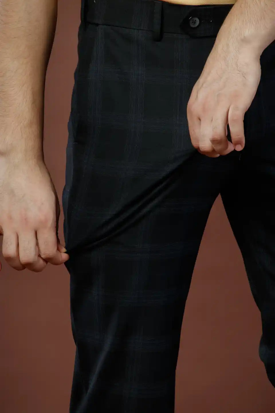 Men’s premium Blackout Soho Checks Flexiwaist Pants - Fabric view