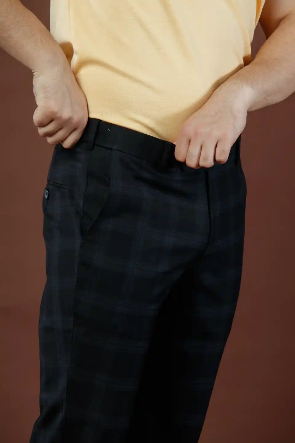 Men’s premium Blackout Soho Checks Flexiwaist Pants - Side view
