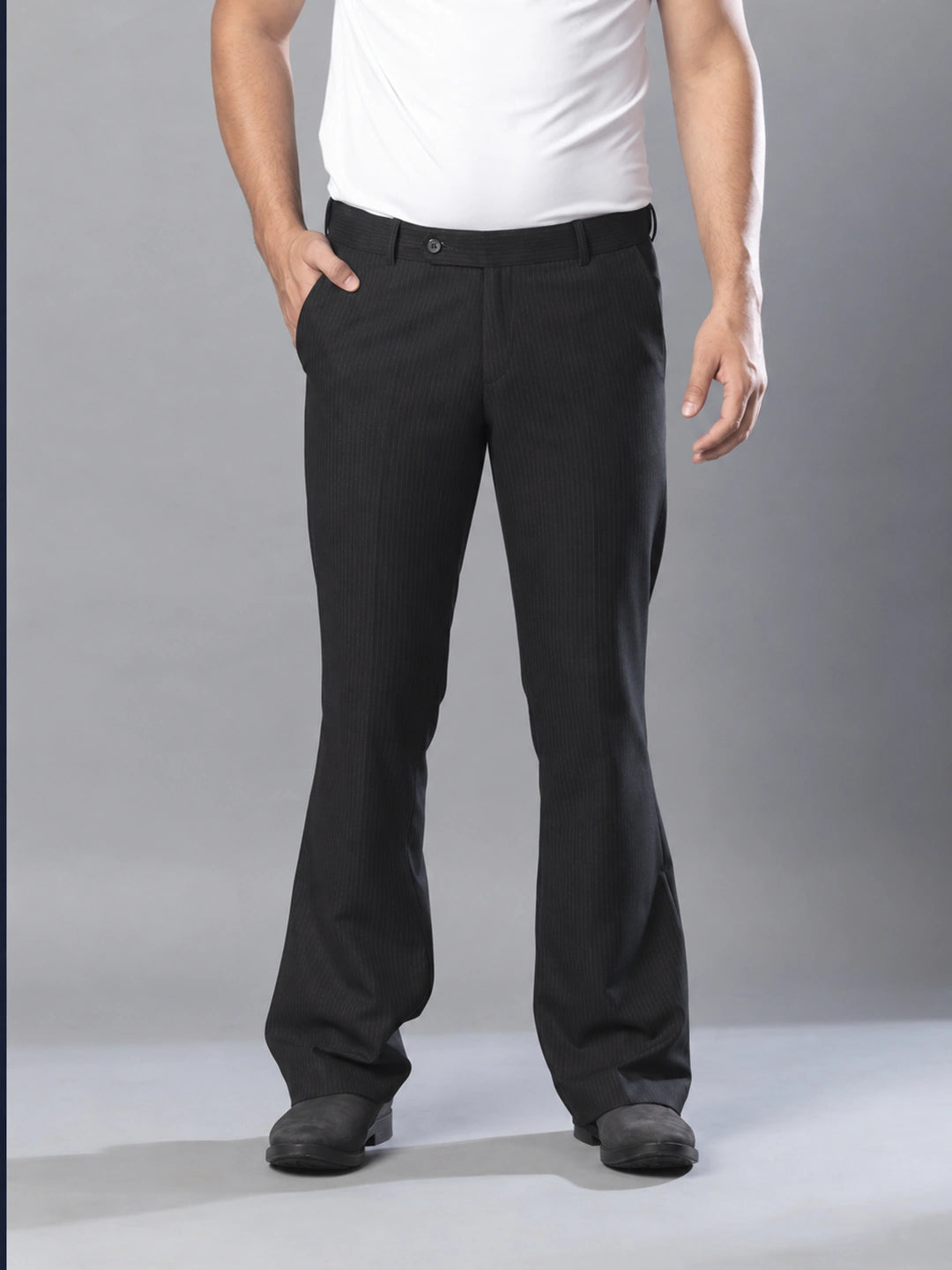 Carbon Black Fine Lining Bootcut Pant For Men
