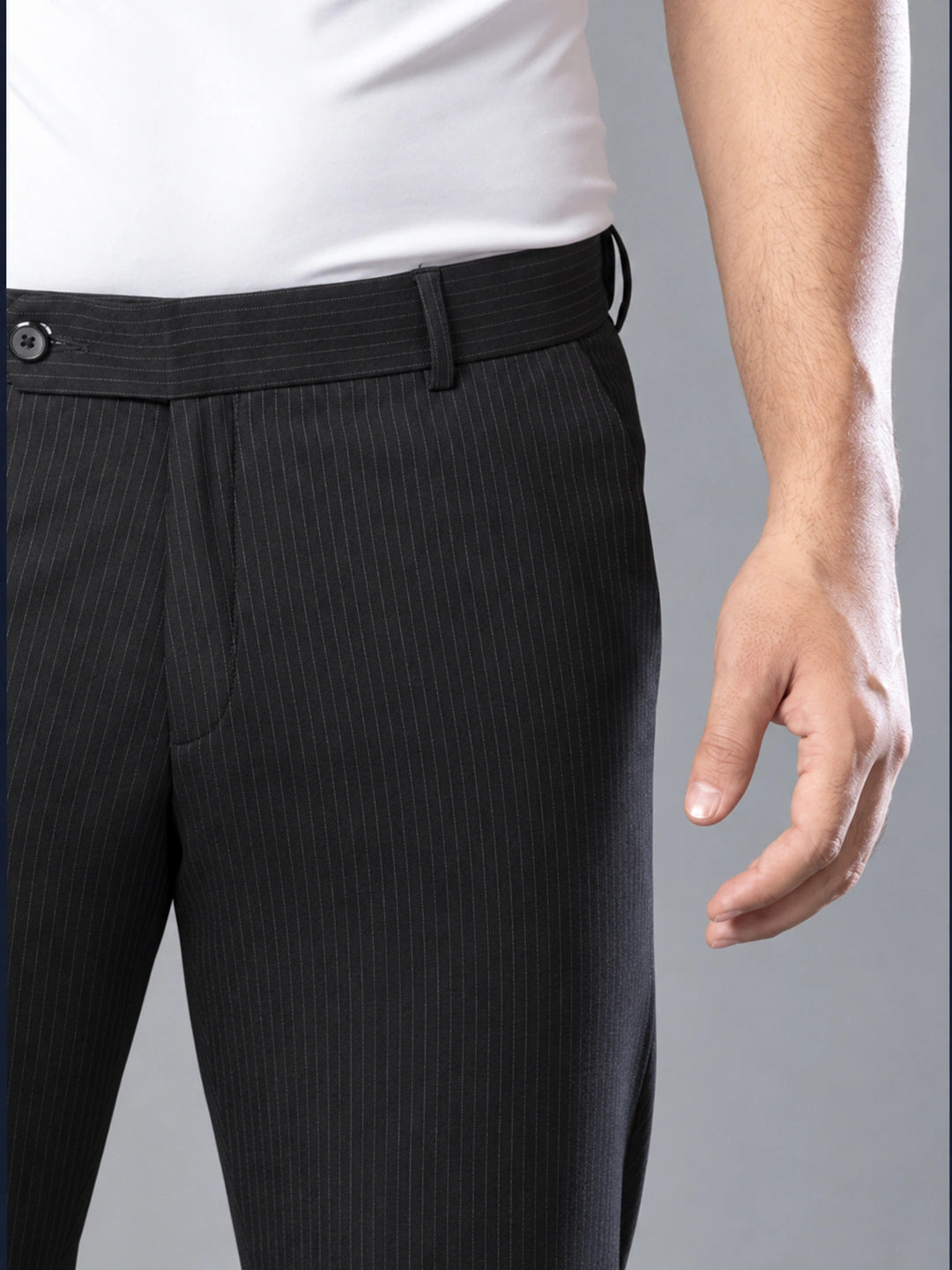 Carbon Black Fine Lining Bootcut Pant For Men