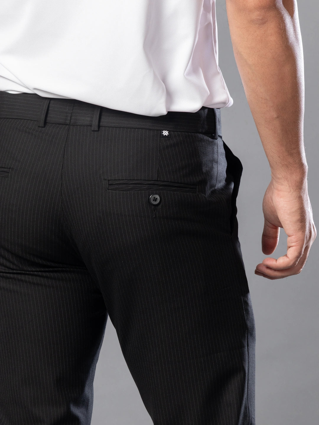 Carbon Black Fine Lining Bootcut Pant For Men