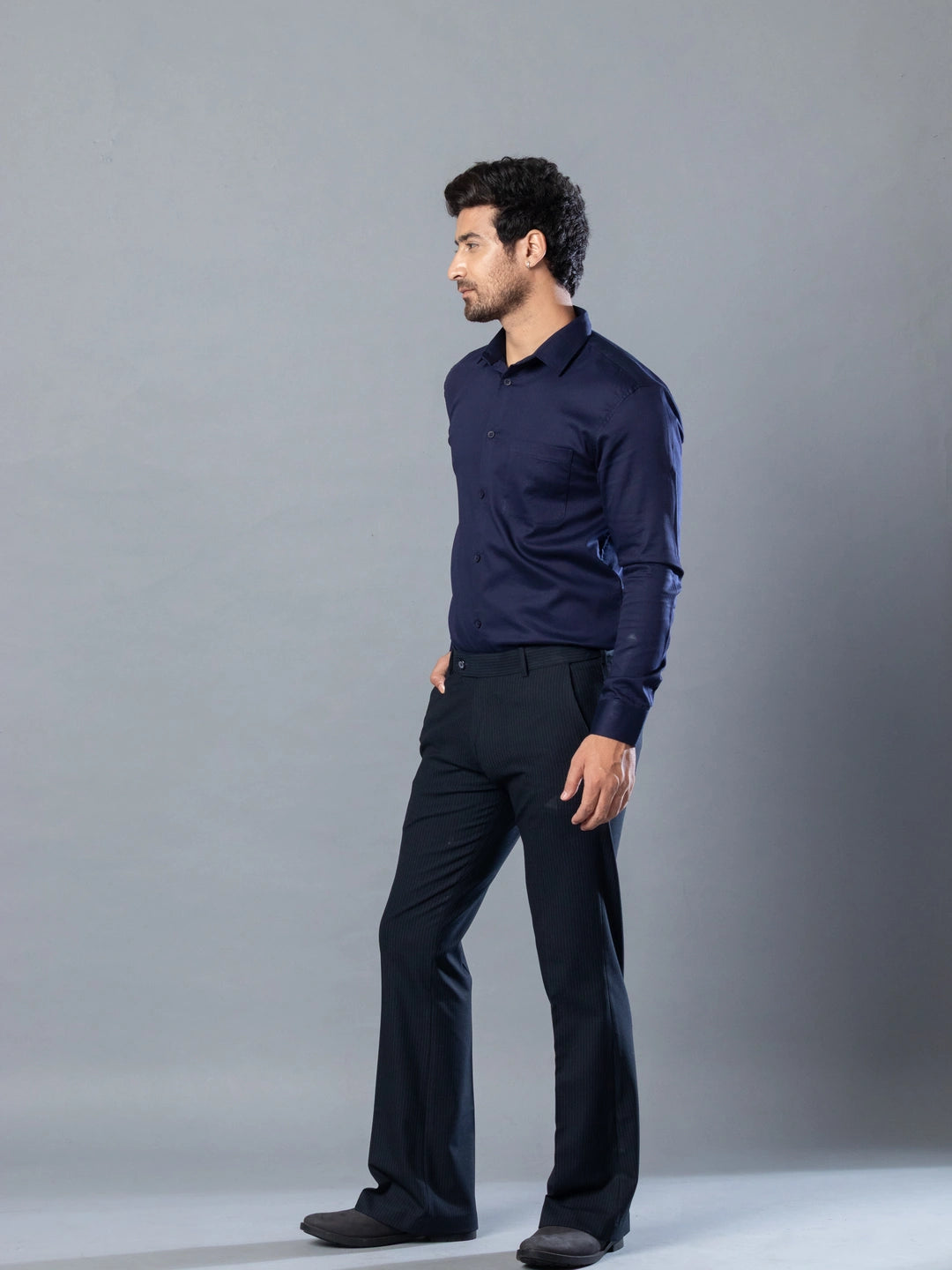 Indigo Blue Fine Lining Bootcut Pant For Men