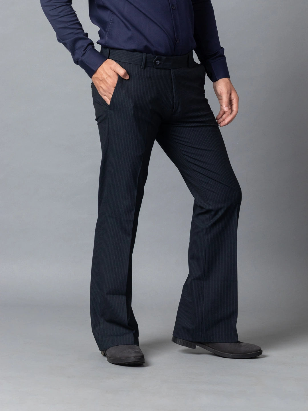 Indigo Blue Fine Lining Bootcut Pant For Men