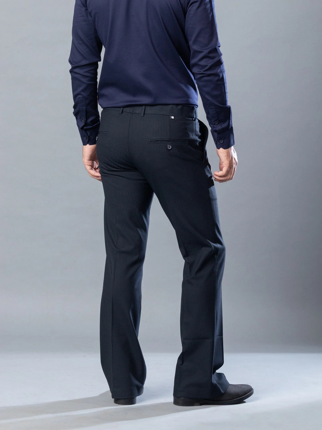 Indigo Blue Fine Lining Bootcut Pant For Men
