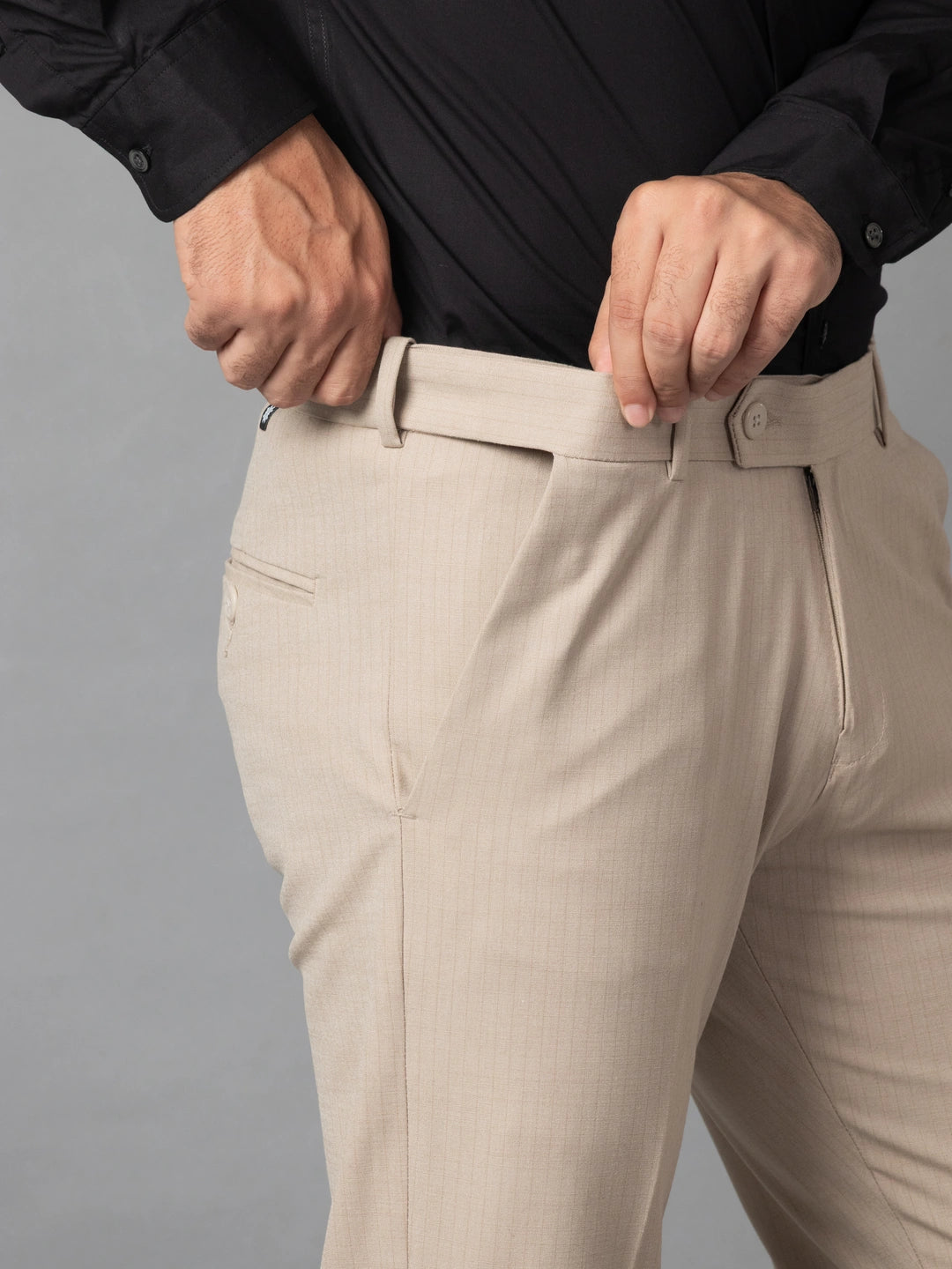 Sand Fine Lining Bootcut Pant For Men