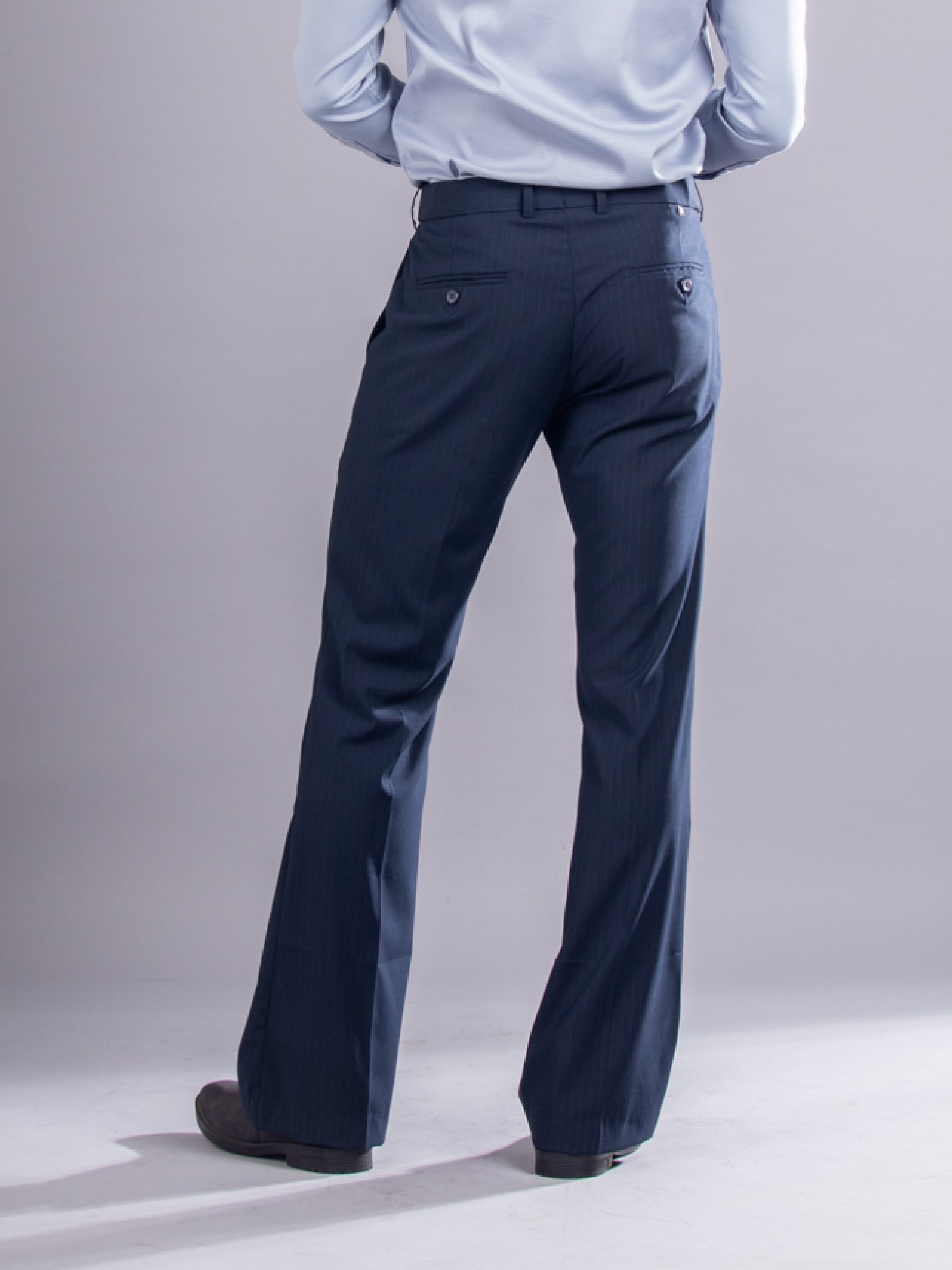 Men’s premium Midnight_Blue Urban Stripe Bootcut Flexiwaist Pant - Back view