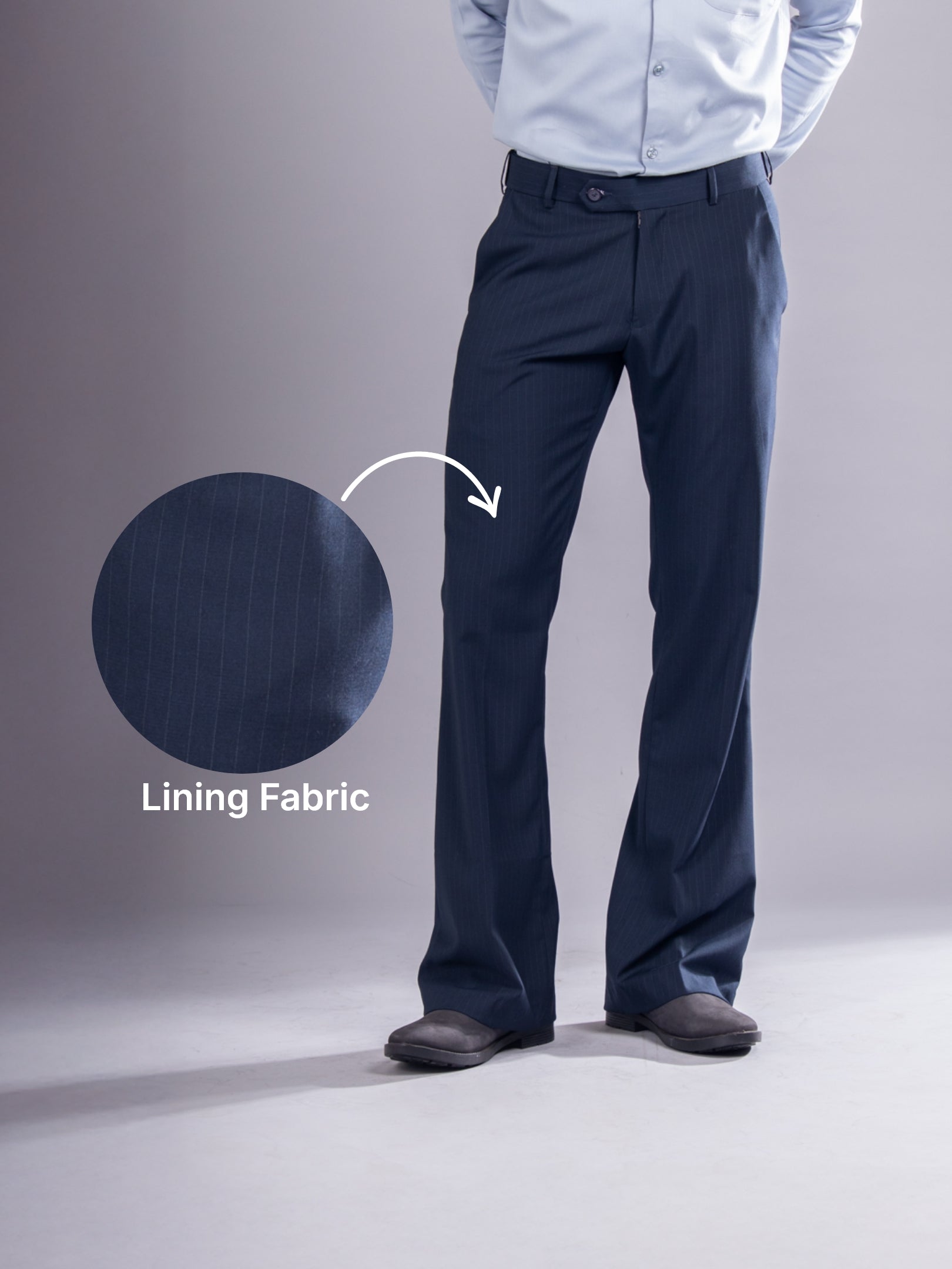 Men’s premium Midnight_Blue Urban Stripe Bootcut Flexiwaist Pant - Fabric view