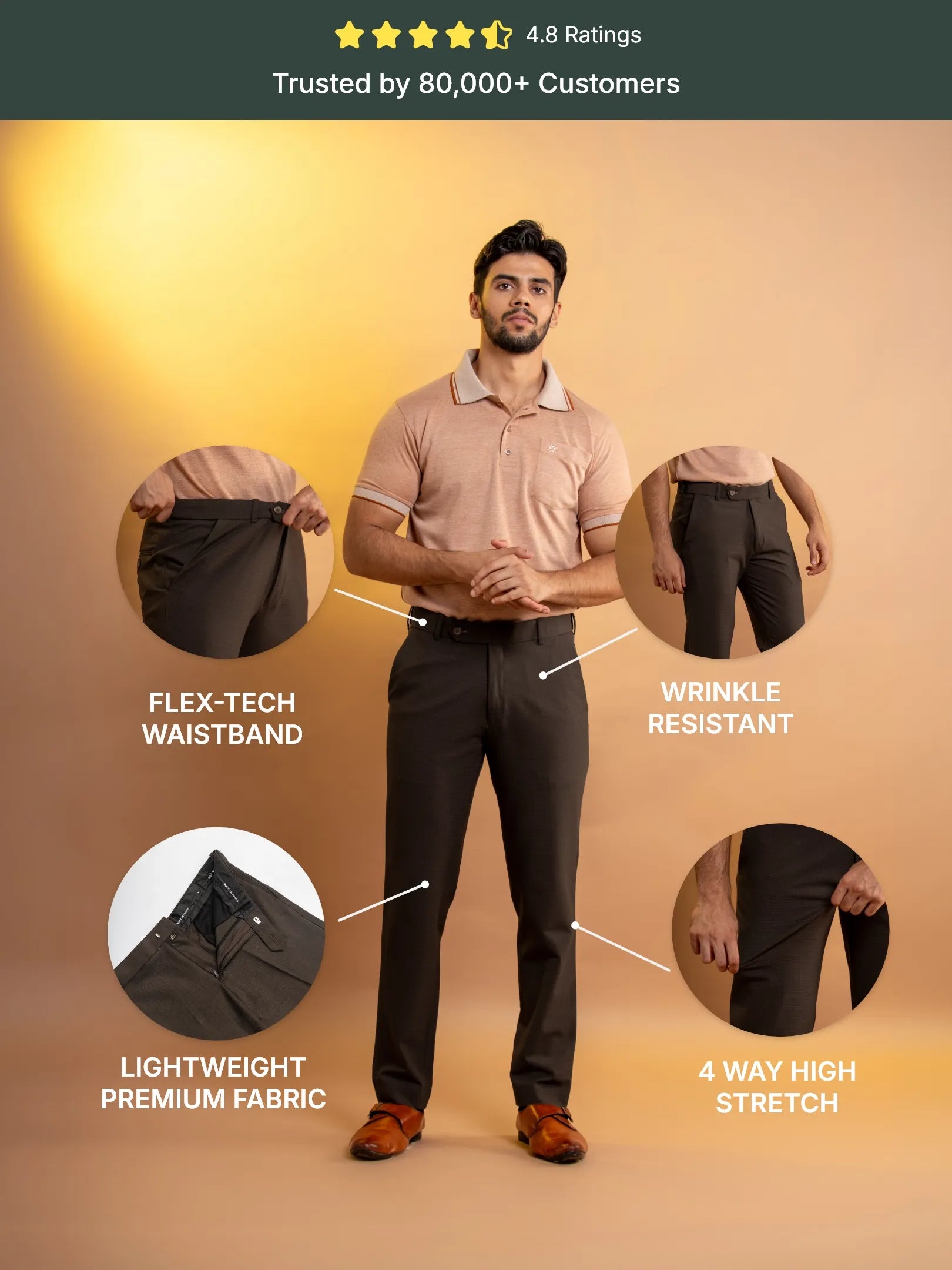 Dark Mocha Web Checks Flexiwaist Pants