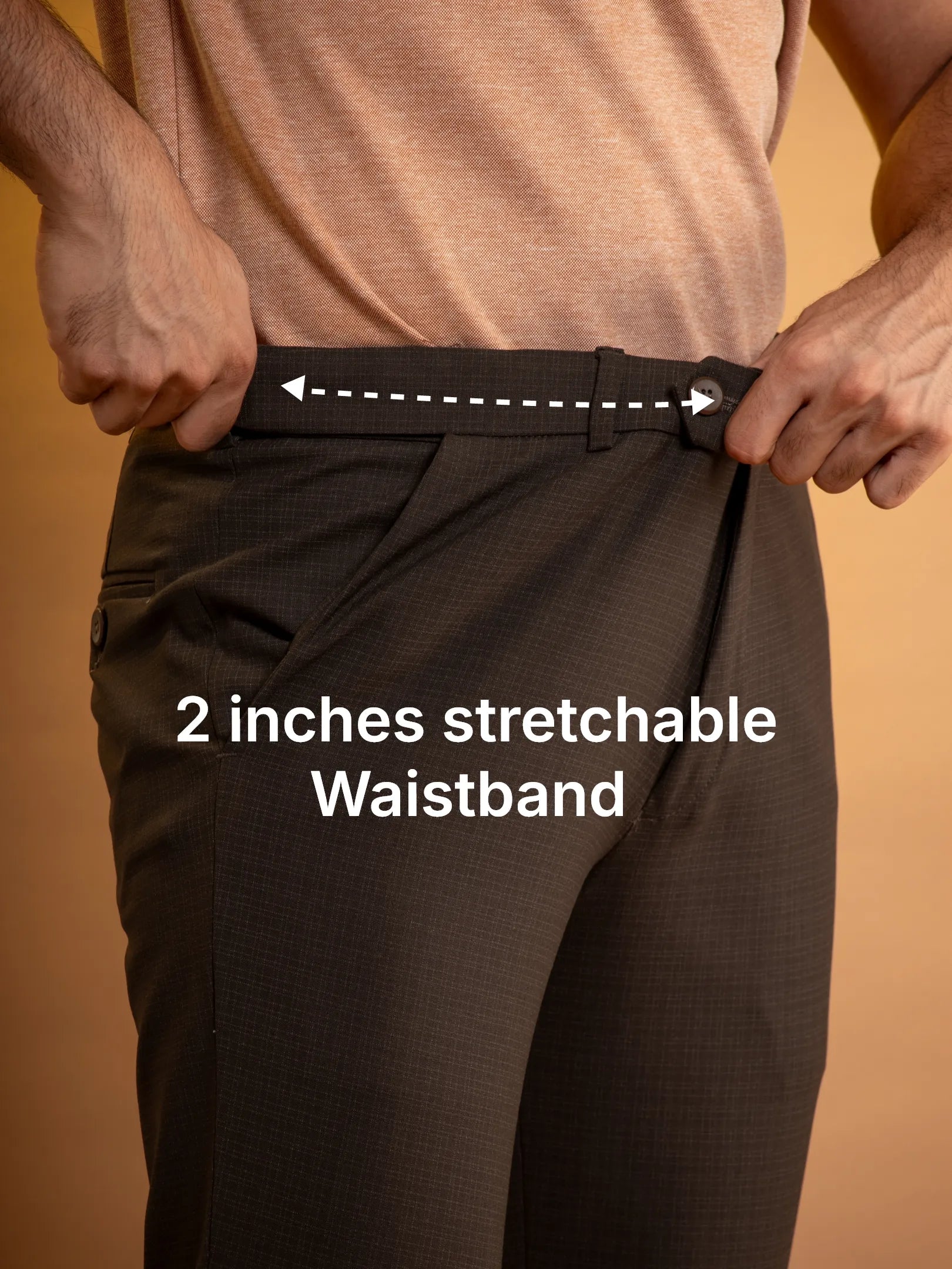 Dark Mocha Web Checks Flexiwaist Pants