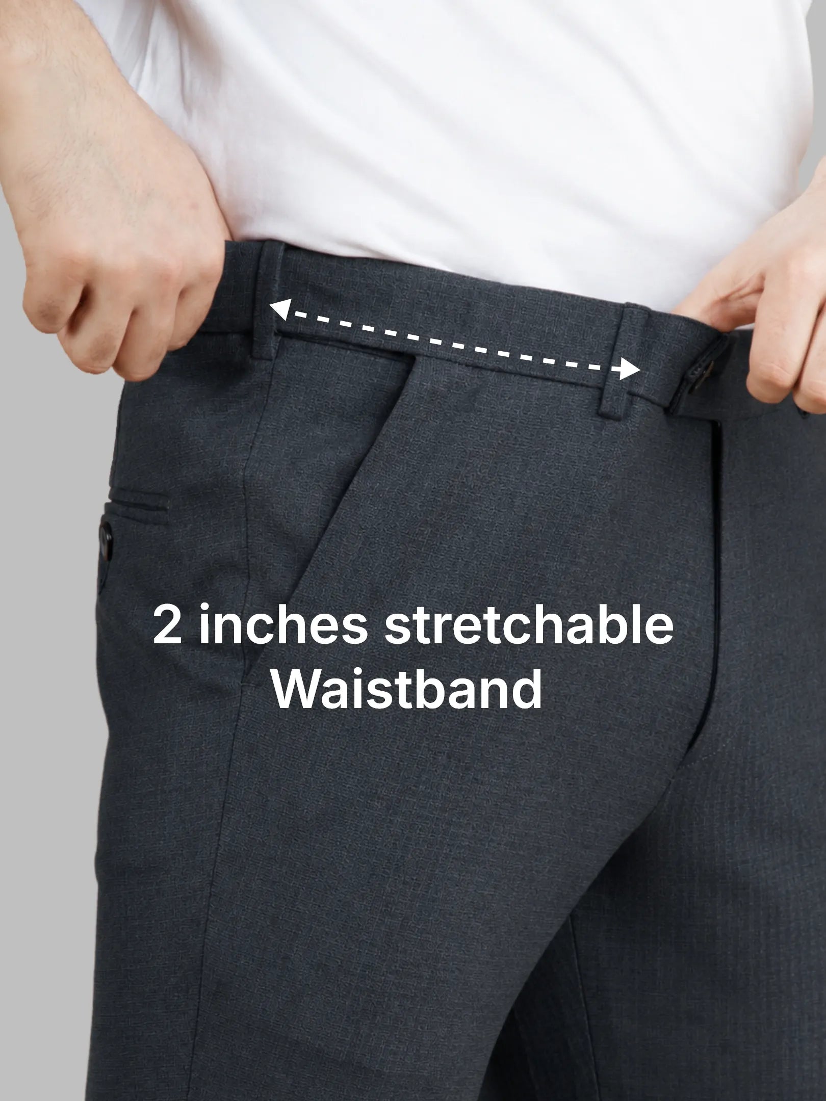 Dim Grey Web Checks Flexiwaist Pants