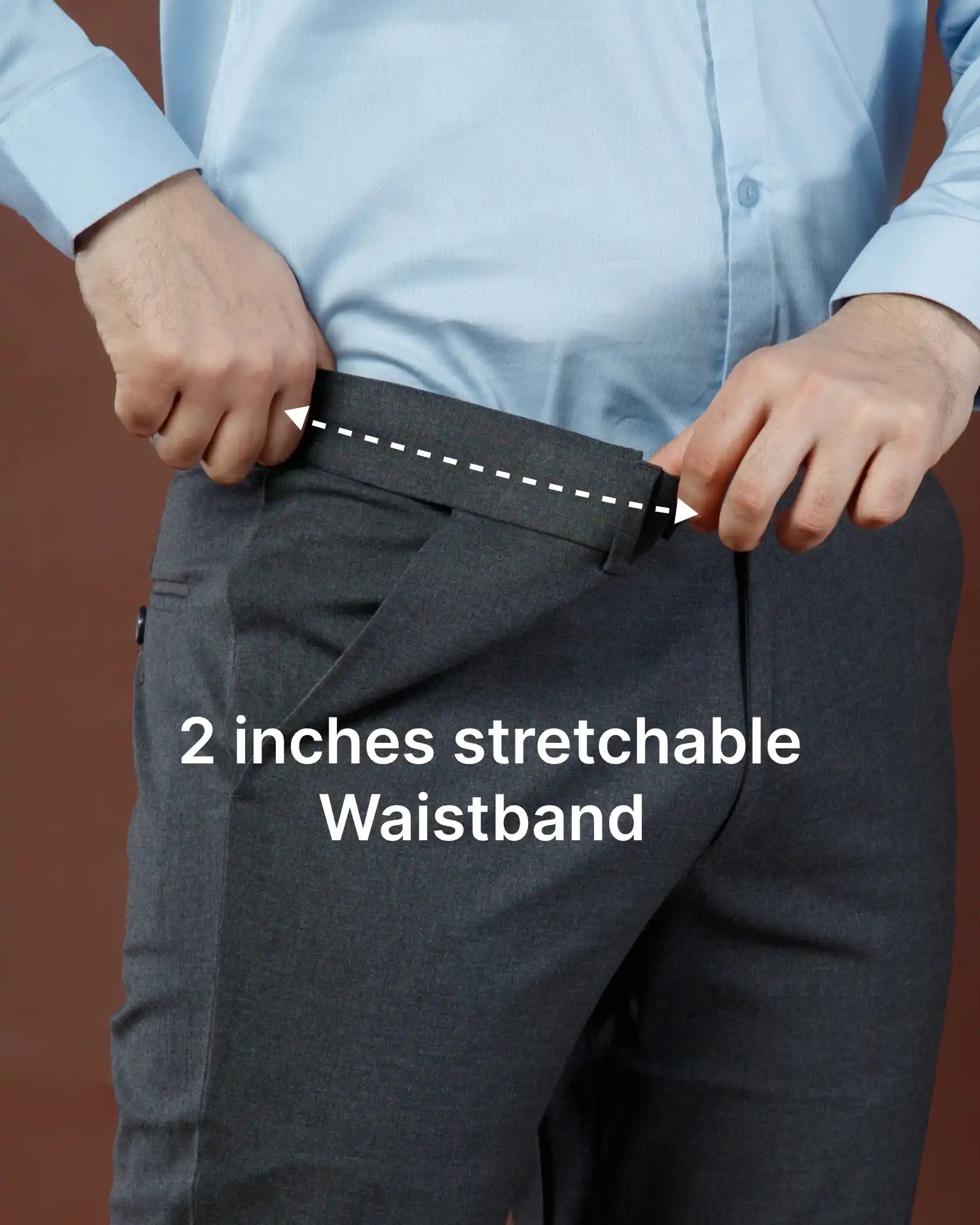 Men’s premium Dove Grey Double Lining Flexiwaist Pants- Side view