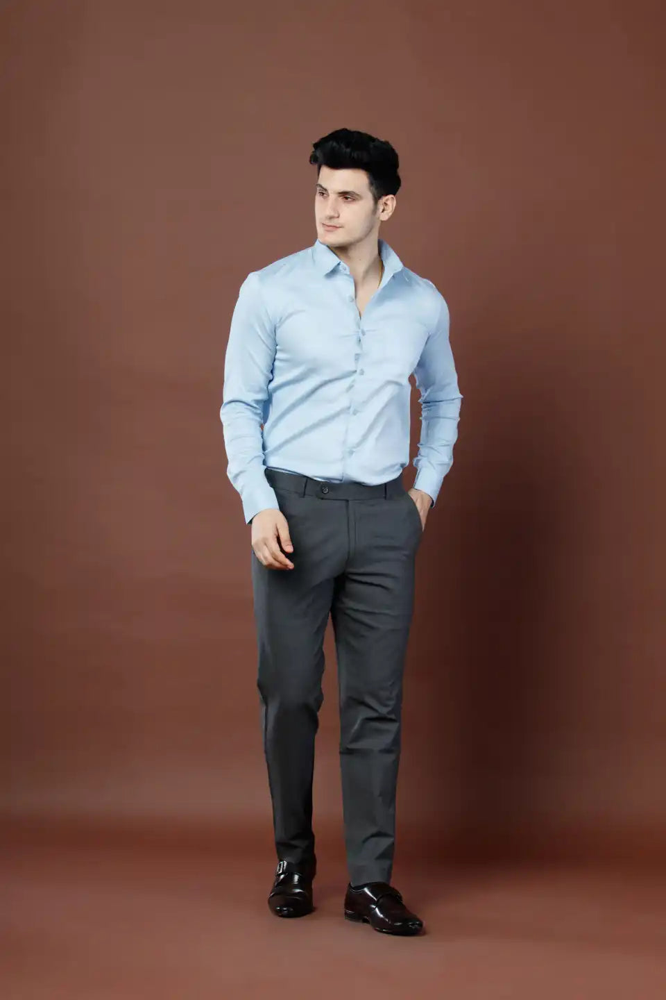 Men’s premium Dove Grey Double Lining Flexiwaist Pants- Lifestyle view