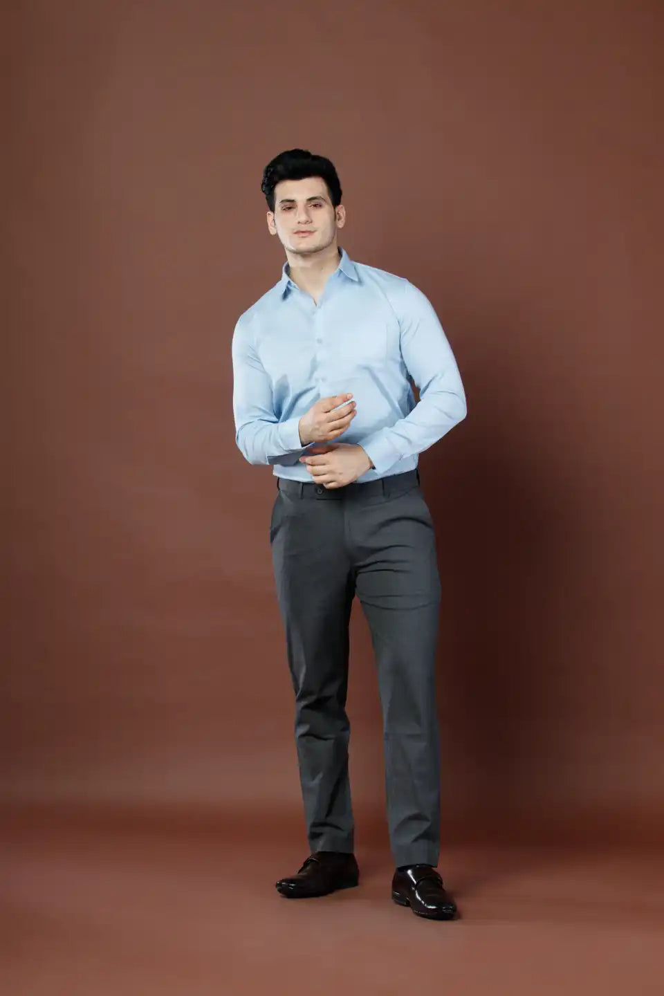 Men’s premium Dove Grey Double Lining Flexiwaist Pants- Front view