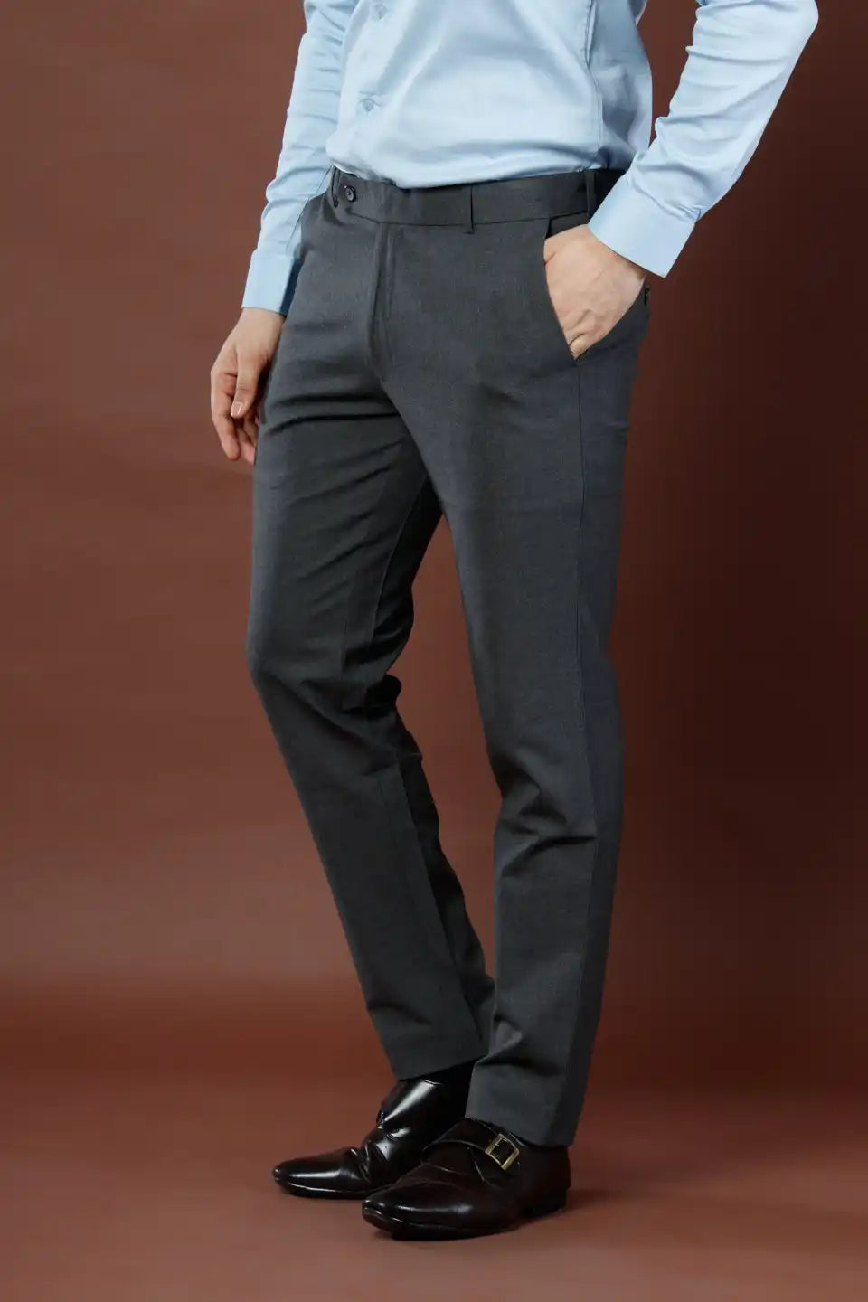 Men’s premium Dove Grey Double Lining Flexiwaist Pants- Side view