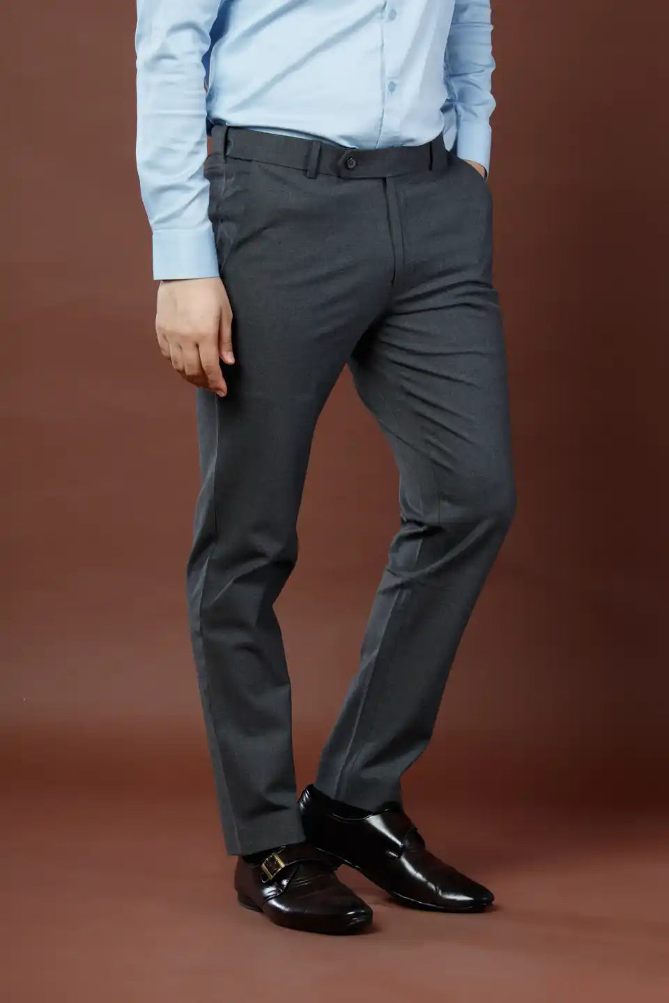 Men’s premium Dove Grey Double Lining Flexiwaist Pants- Side view