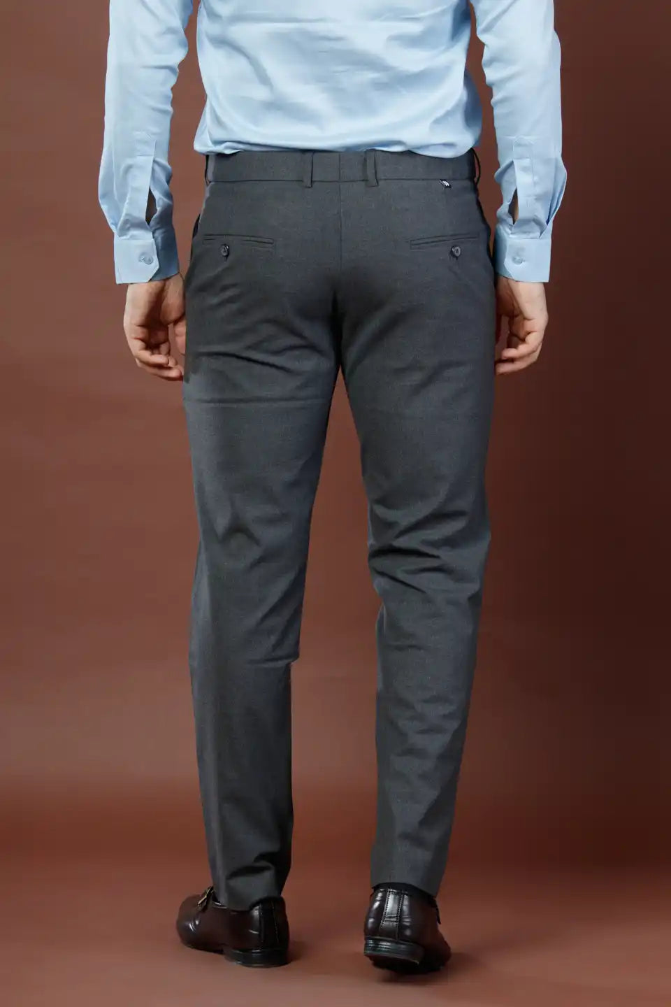 Men’s premium Dove Grey Double Lining Flexiwaist Pants- Back view