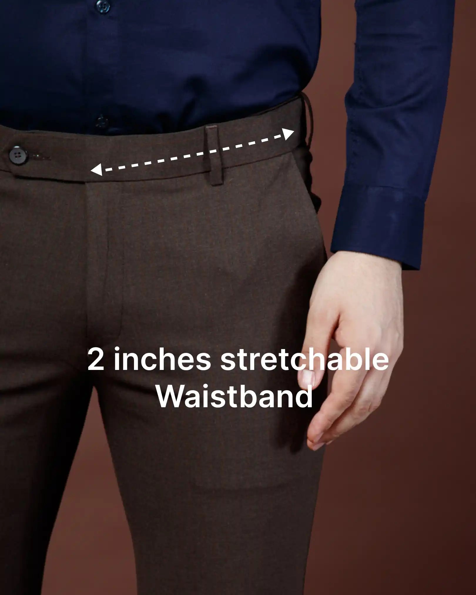 Men’s premium Maple Brown Double Lining Flexiwaist Pants- Front view