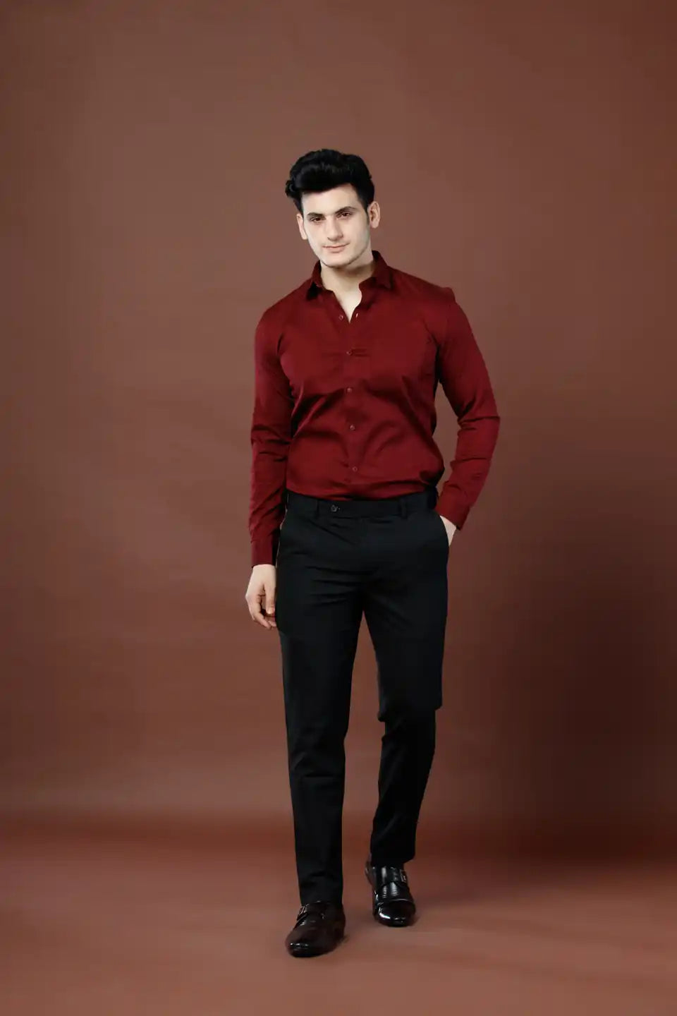 Men’s premium Midnight Black Double Lining Flexiwaist Pants- Front view