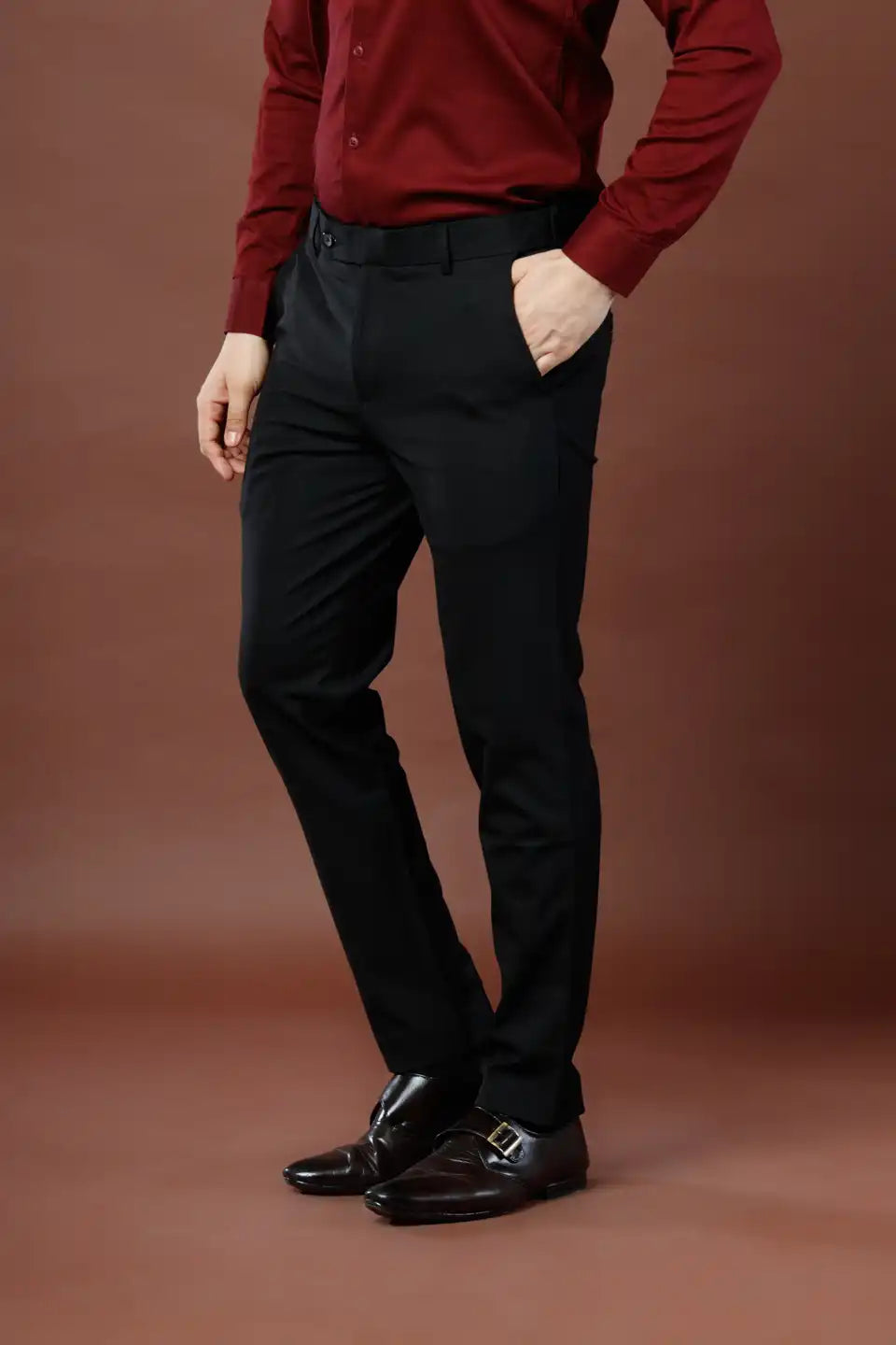 Men’s premium Midnight Black Double Lining Flexiwaist Pants- Side view