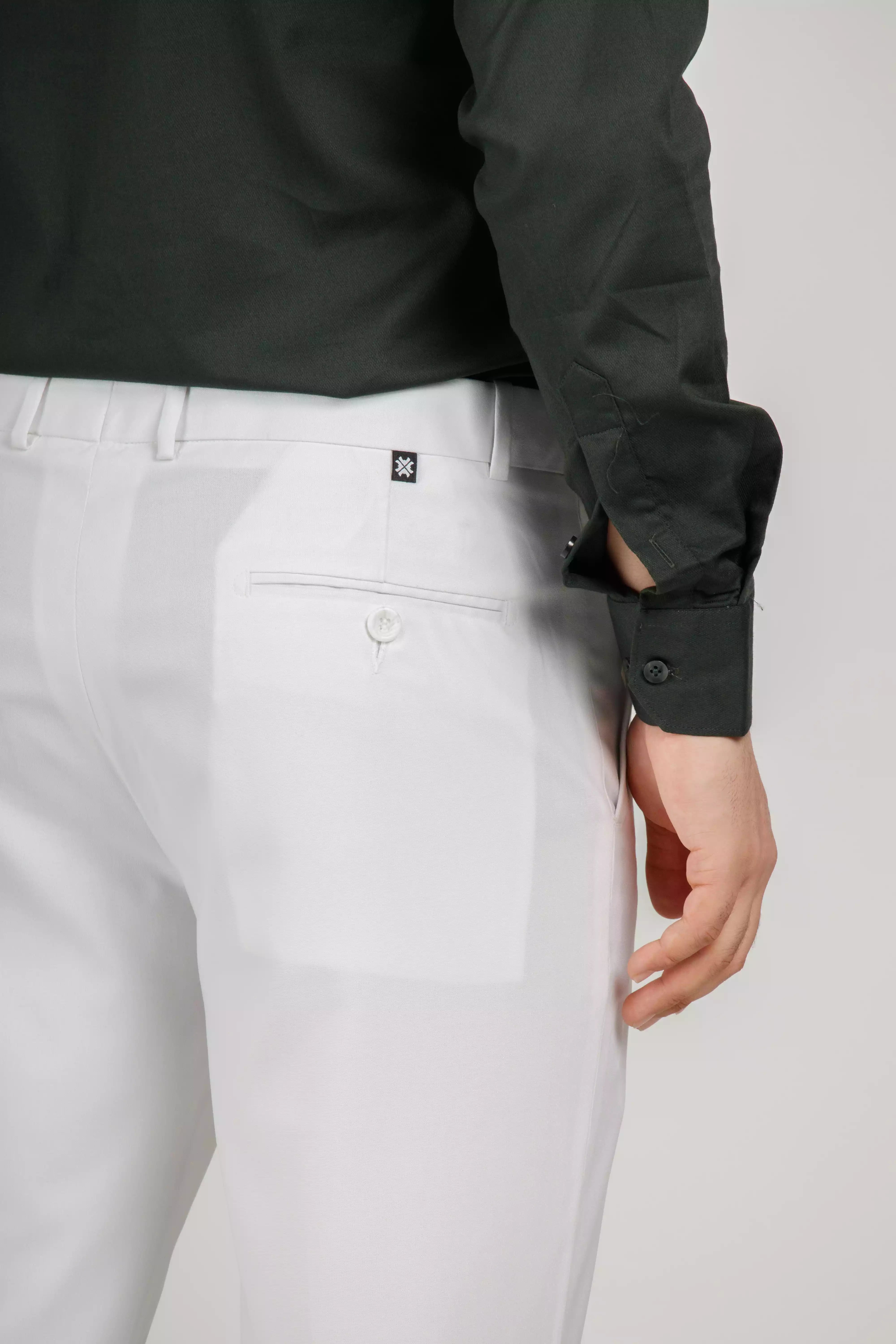 Men’s premium Lit White Flexiwaist Stretchable Pants for Men - Back view