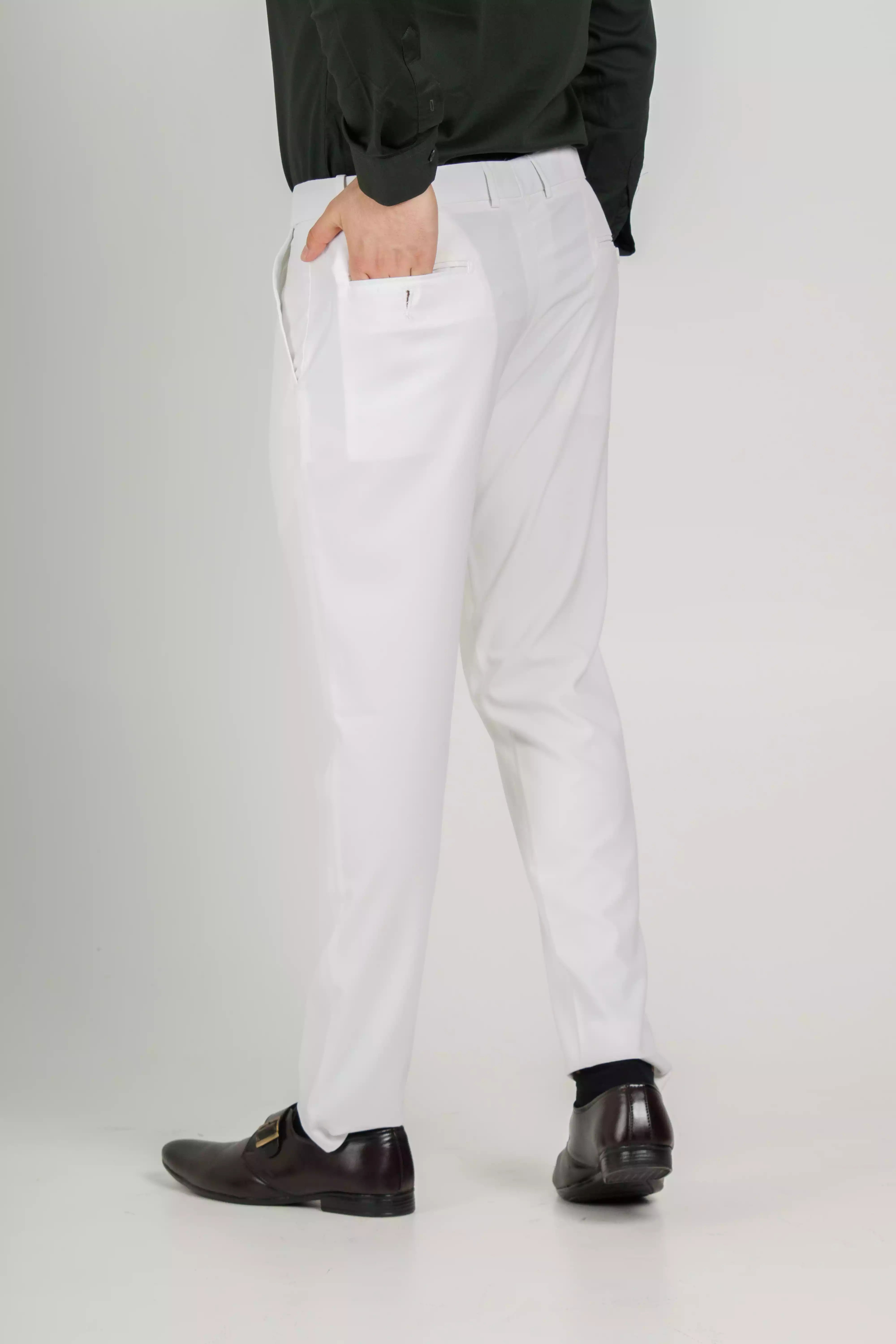 Men’s premium Lit White Flexiwaist Stretchable Pants for Men - Back view