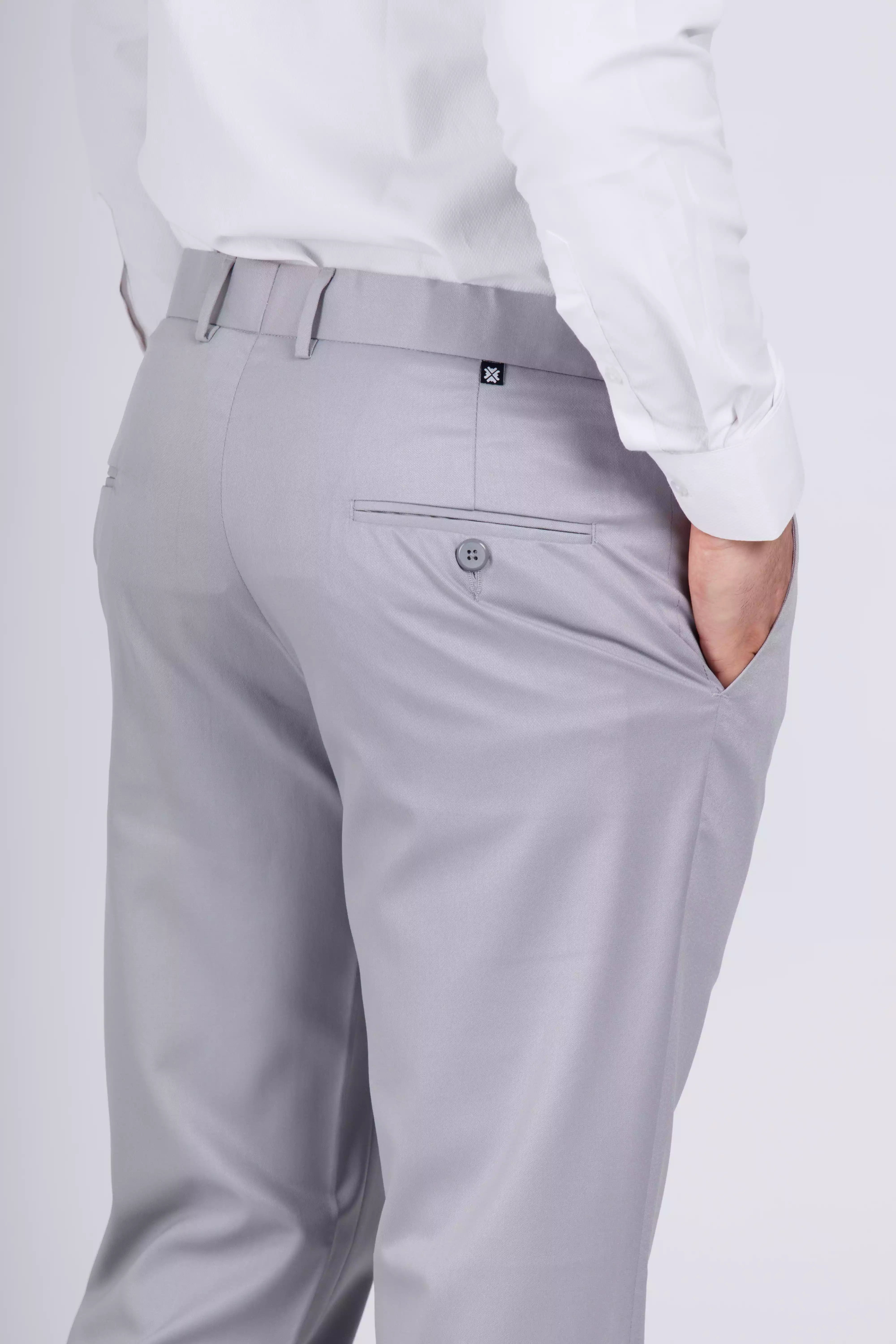 Men’s premium Pearl Grey Flexiwaist Stretchable Pants for Men - Back view