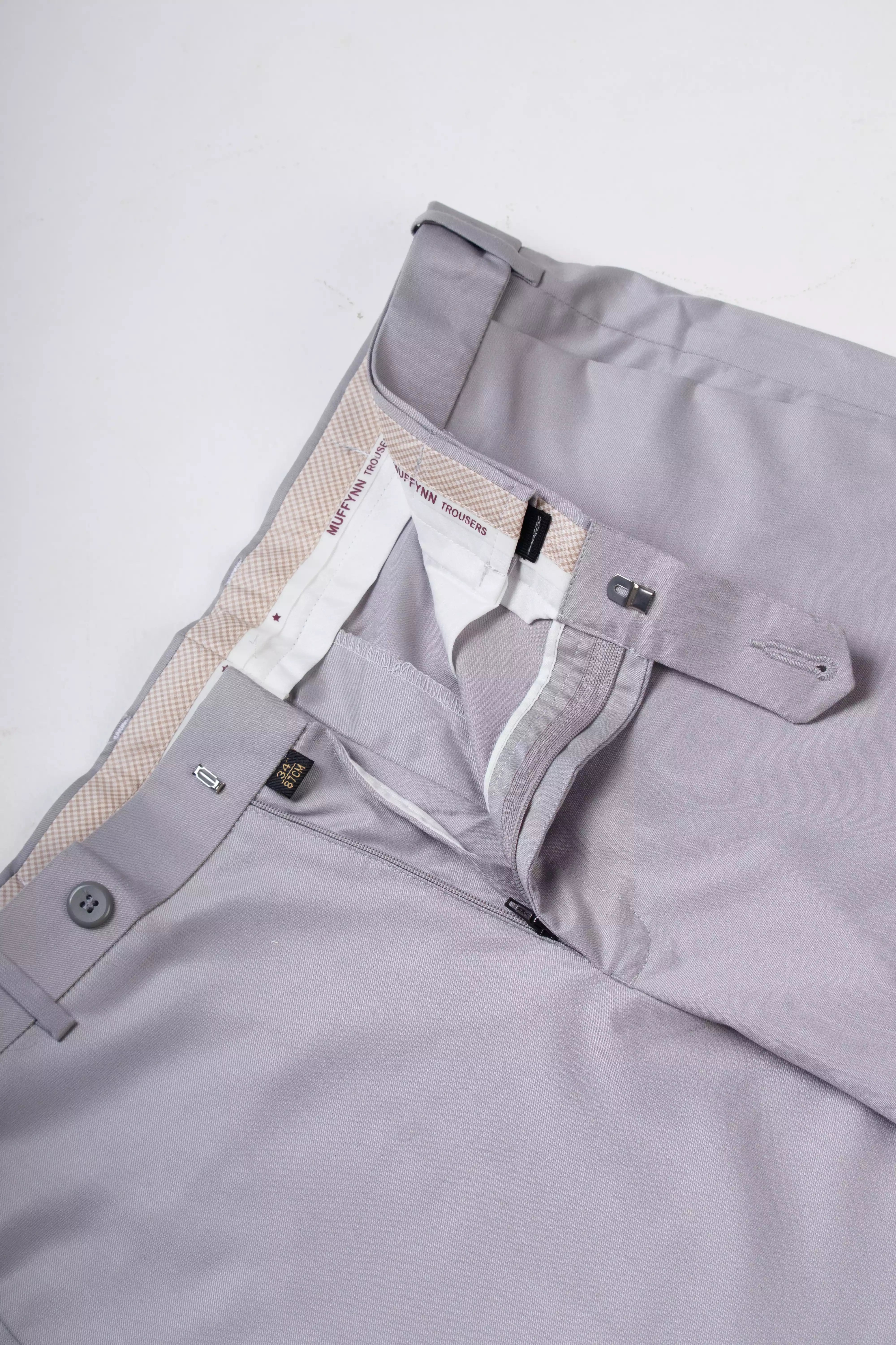 Men’s premium Pearl Grey Flexiwaist Stretchable Pants for Men - Fabric view