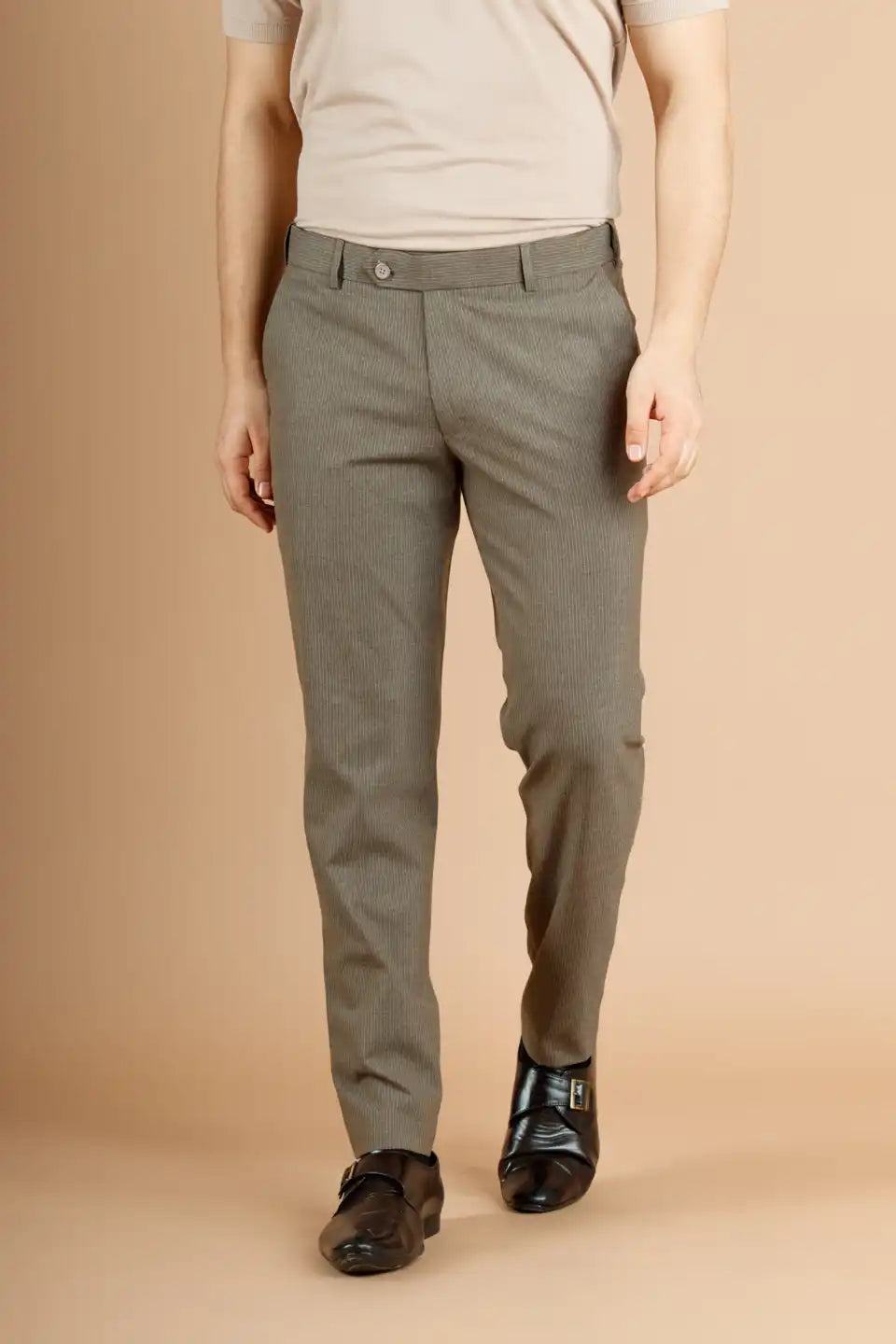 Men’s premium Caramel Stripe Flexiwaist Pants - Front view