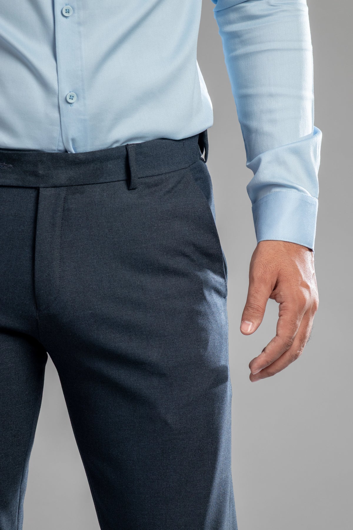 Navy Melange Flexiwaist Pants - Straight Fit