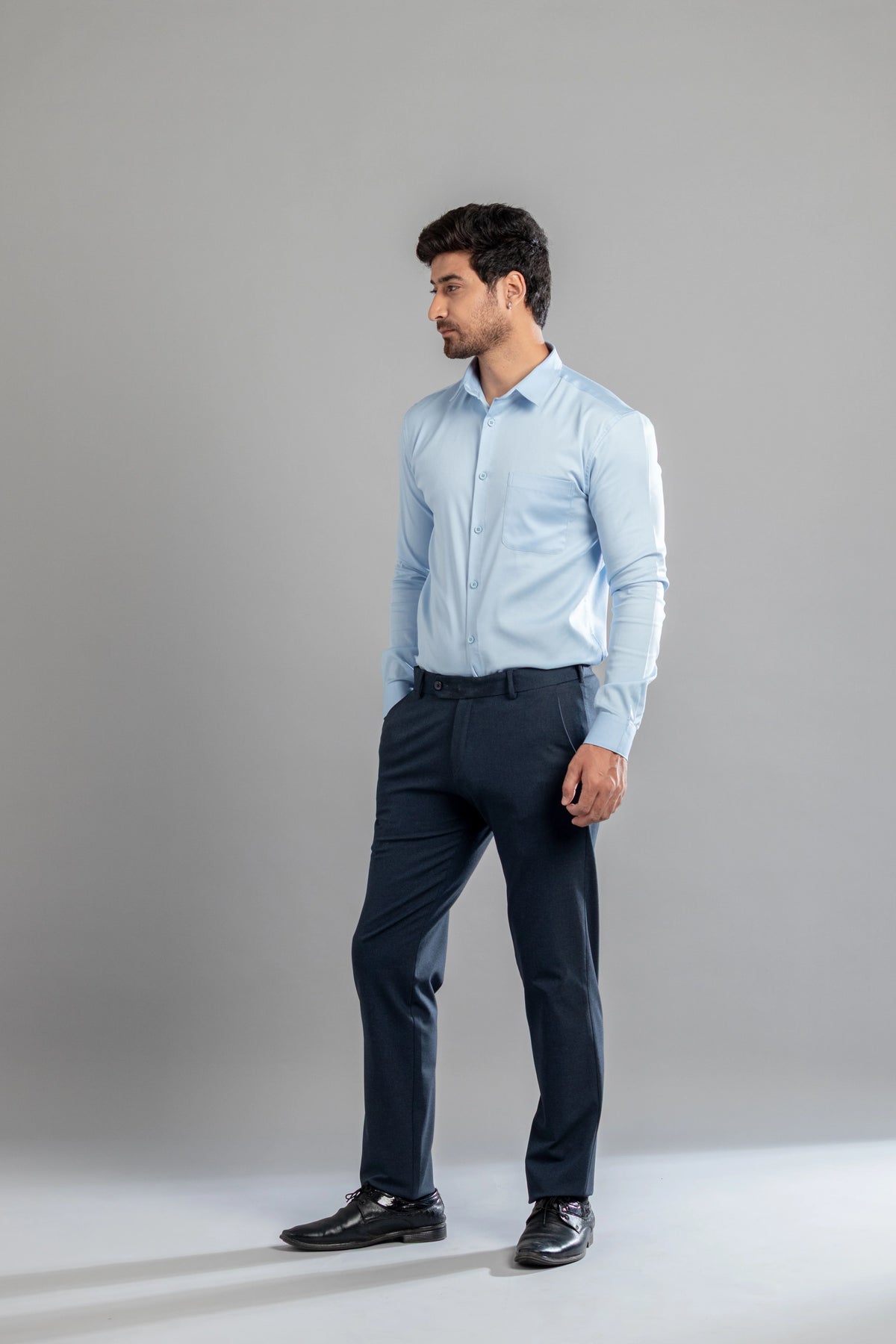 Navy Melange Flexiwaist Pants - Straight Fit