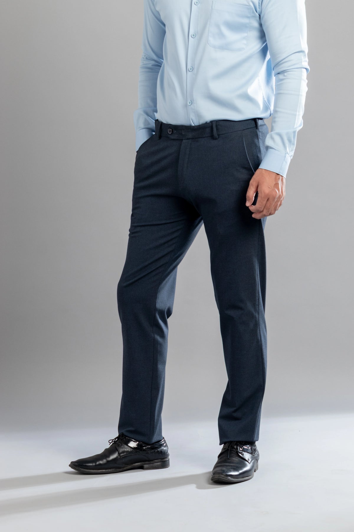 Navy Melange Flexiwaist Straight Fit Plus Size Pants