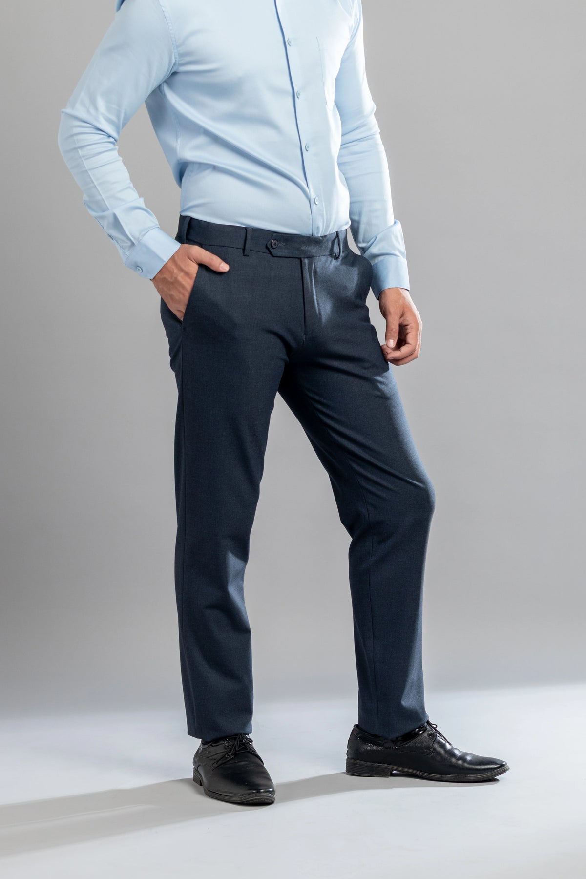 Navy Melange Flexiwaist Straight Fit Plus Size Pants