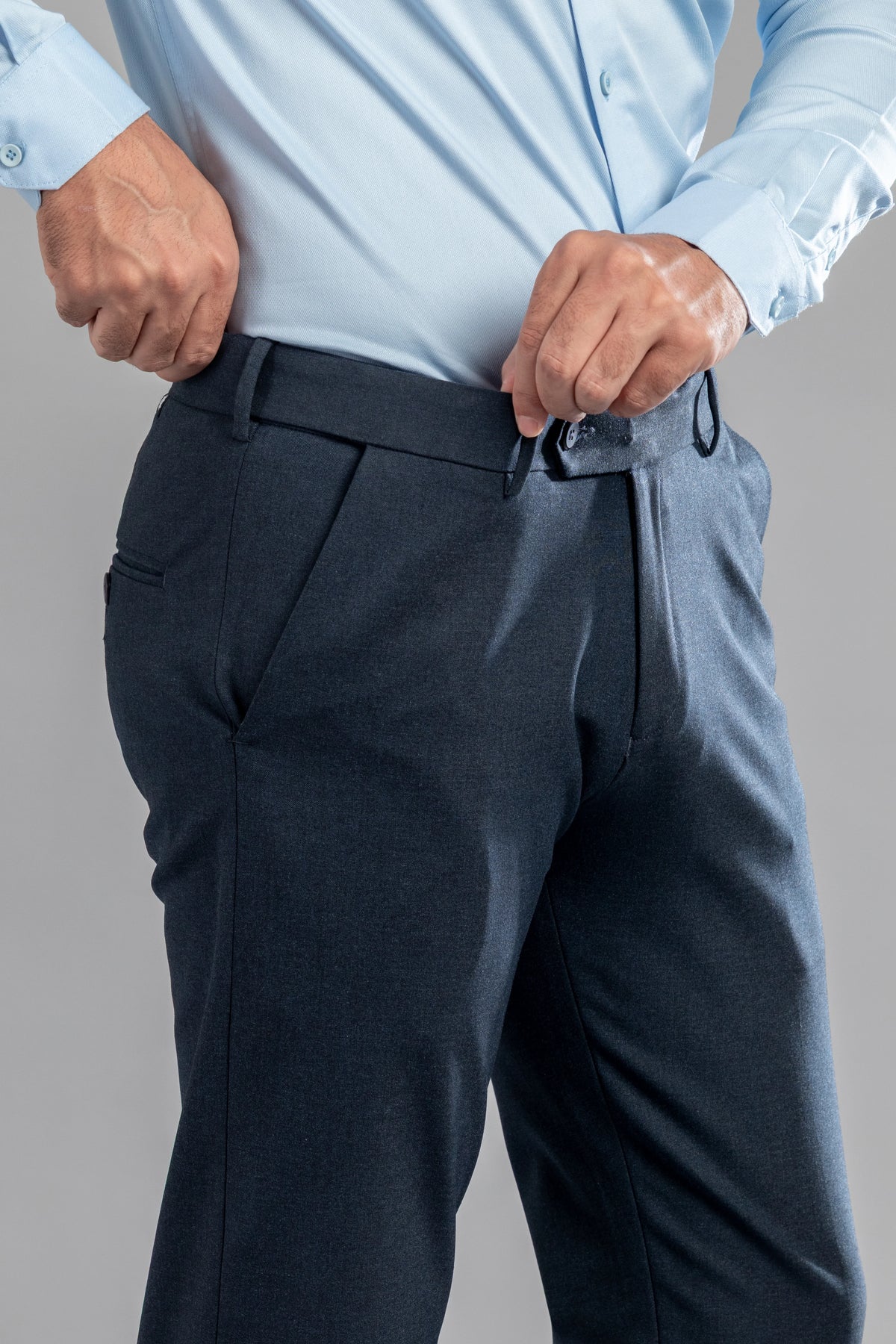 Navy Melange Flexiwaist Straight Fit Plus Size Pants