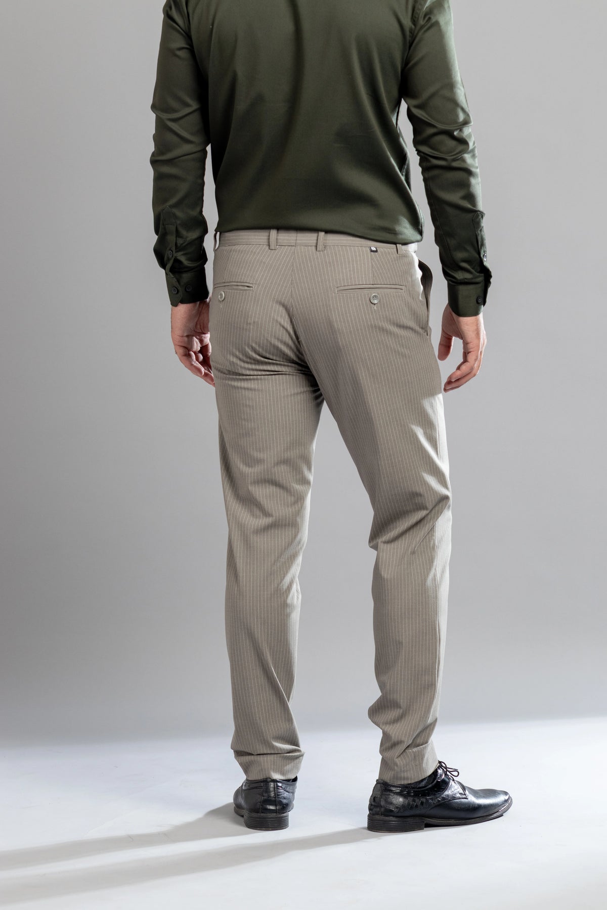 Concrete Mist Linear Stripe Flexiwaist Pants - Ankle Fit