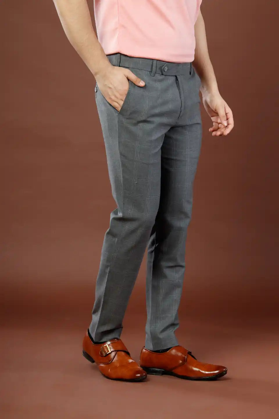 Urban Checks Flexiwaist Pants Stone Grey - Side view