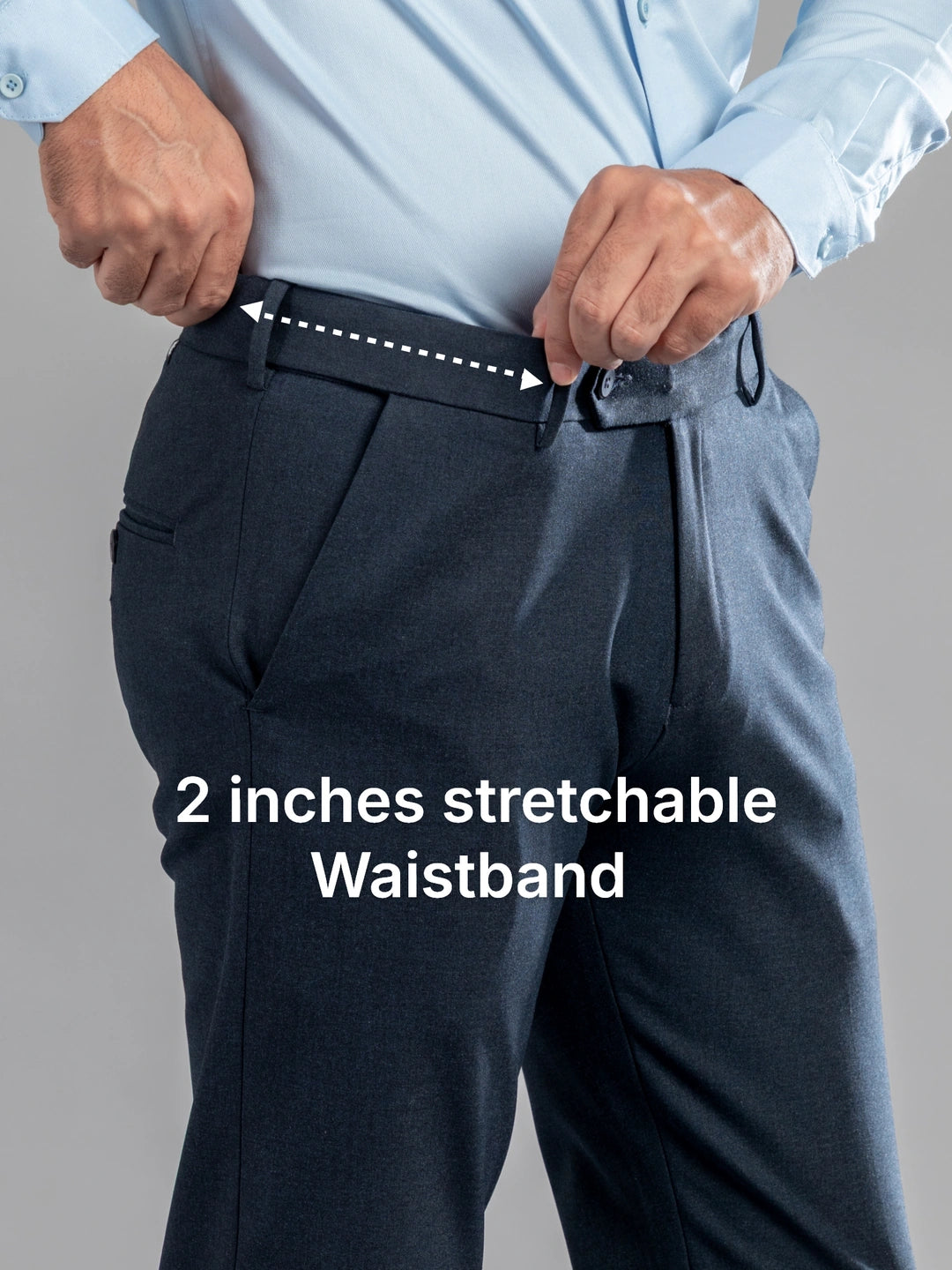Navy Melange Flexiwaist Pants - Straight Fit