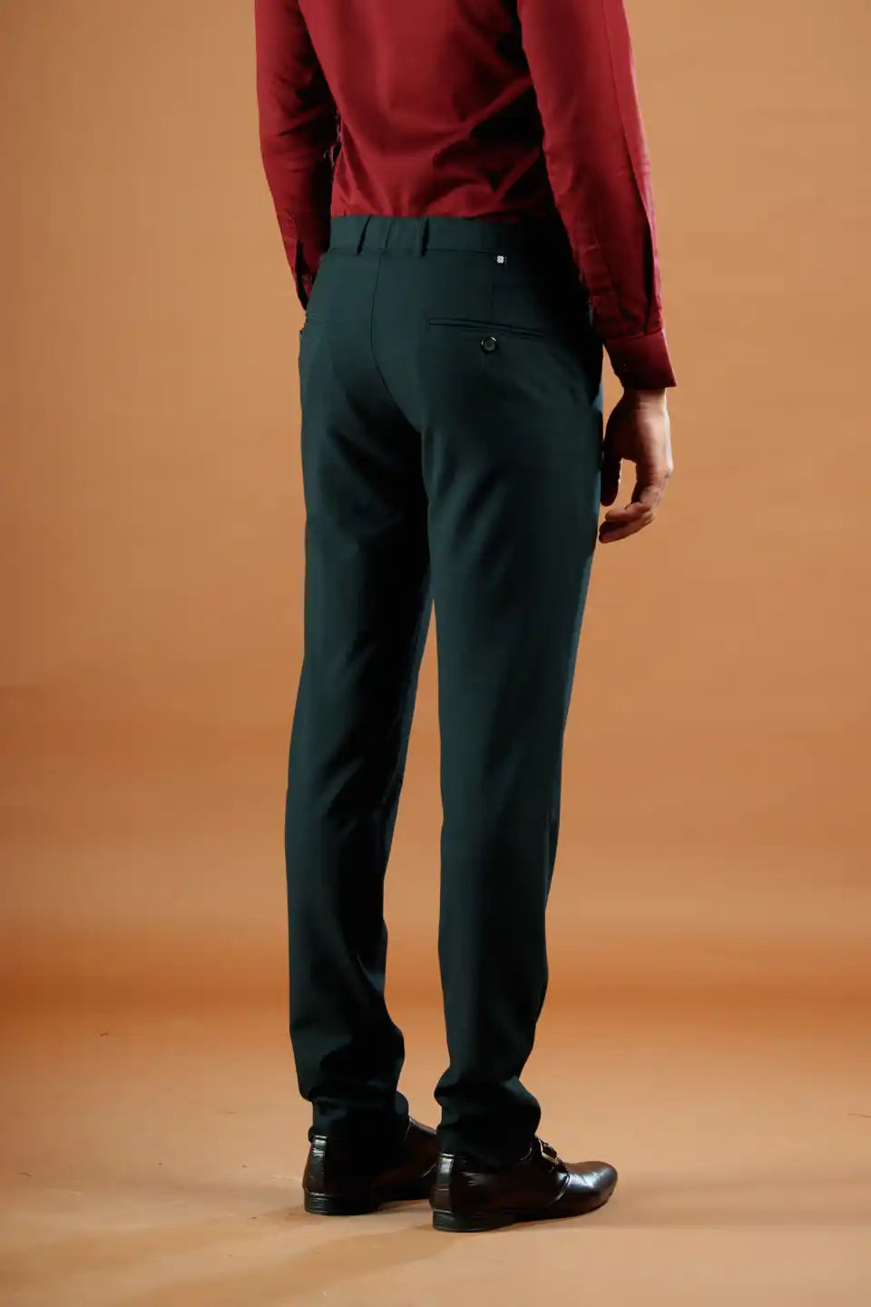 Men’s premium Army Green Flexiplus Block Checks Pants - Back view