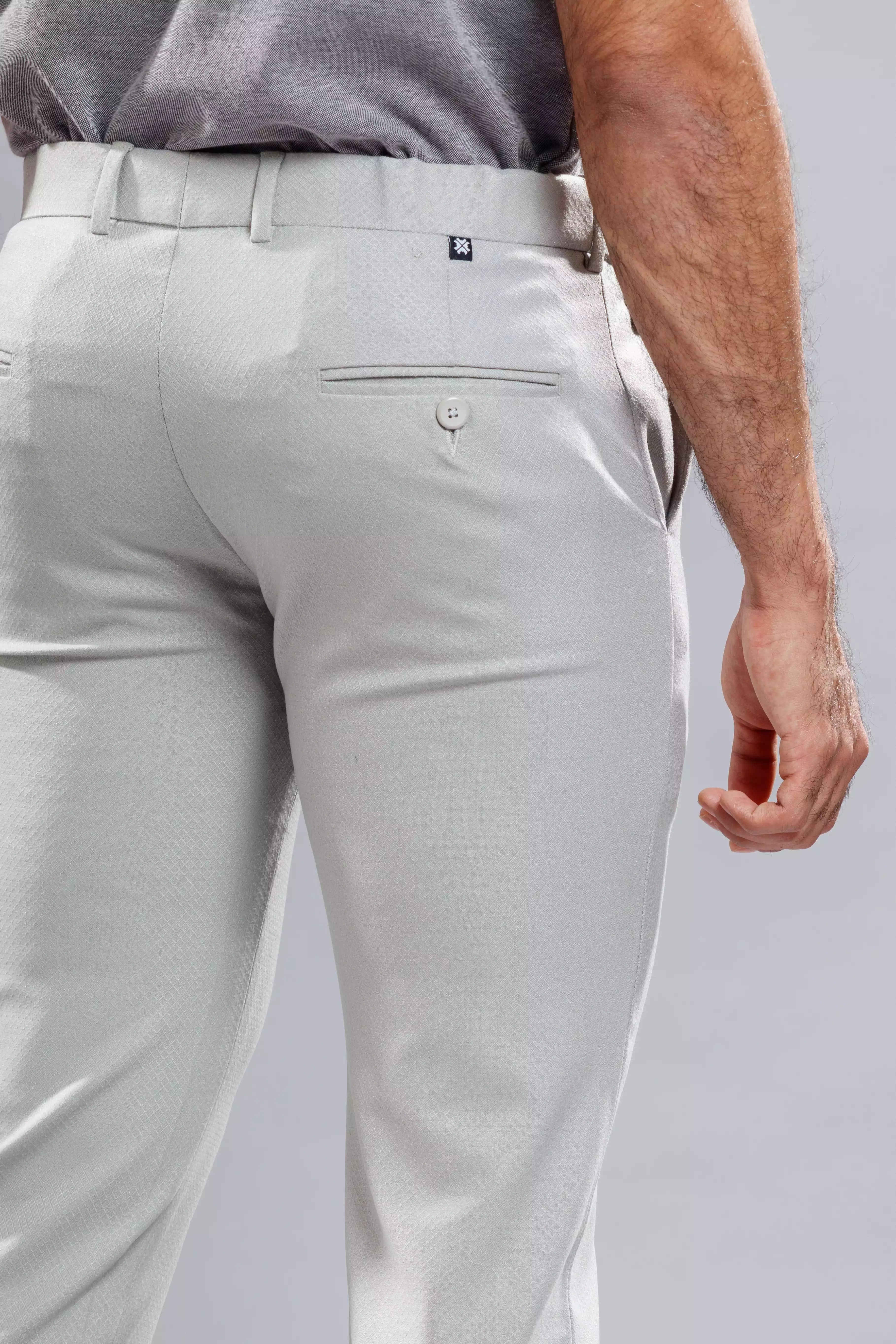 Men’s premium Smoke Grey Flexiplus Diamond Checks Pants - Back view