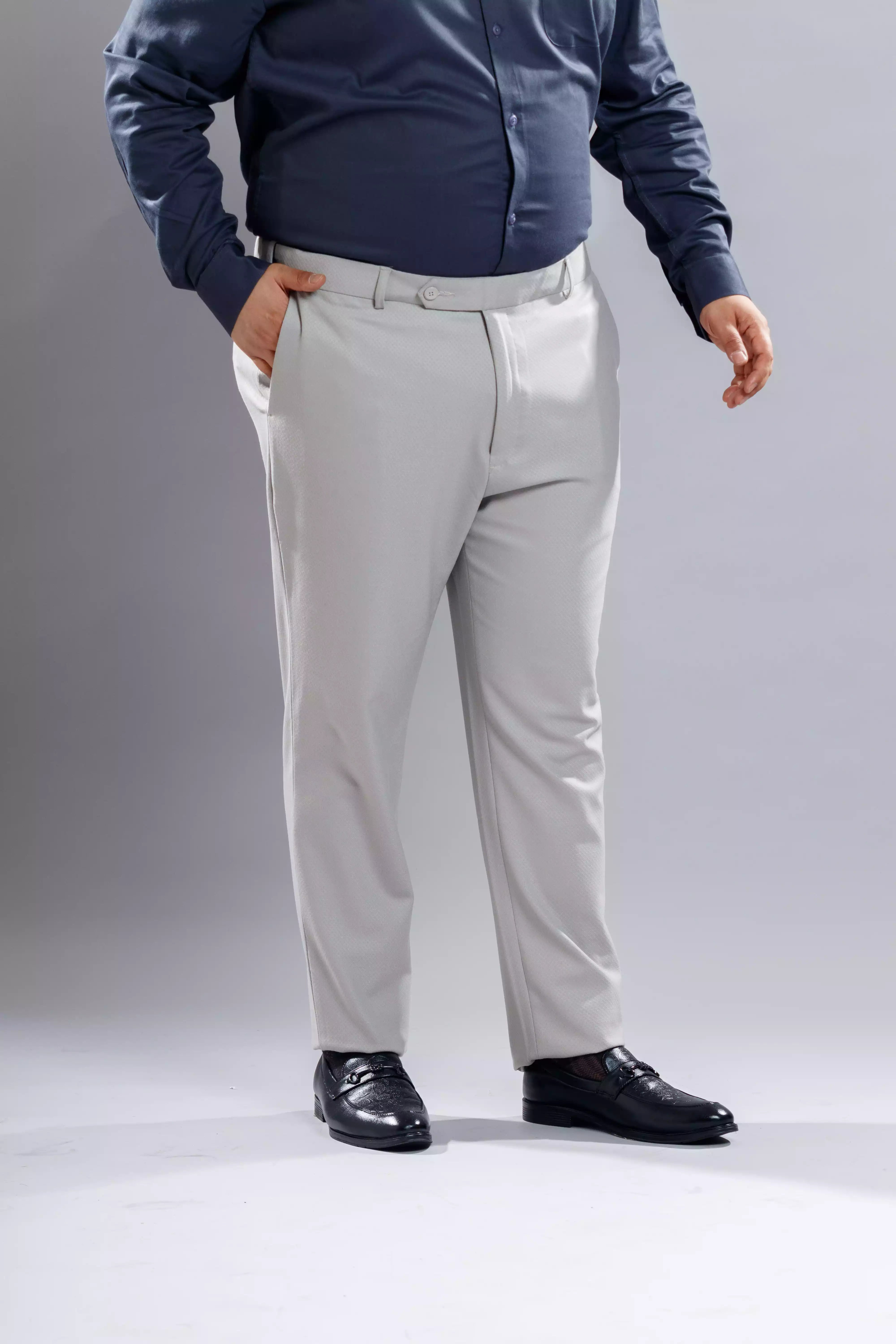 Men’s premium Smoke Grey Flexiplus Diamond Checks Pants - Front view