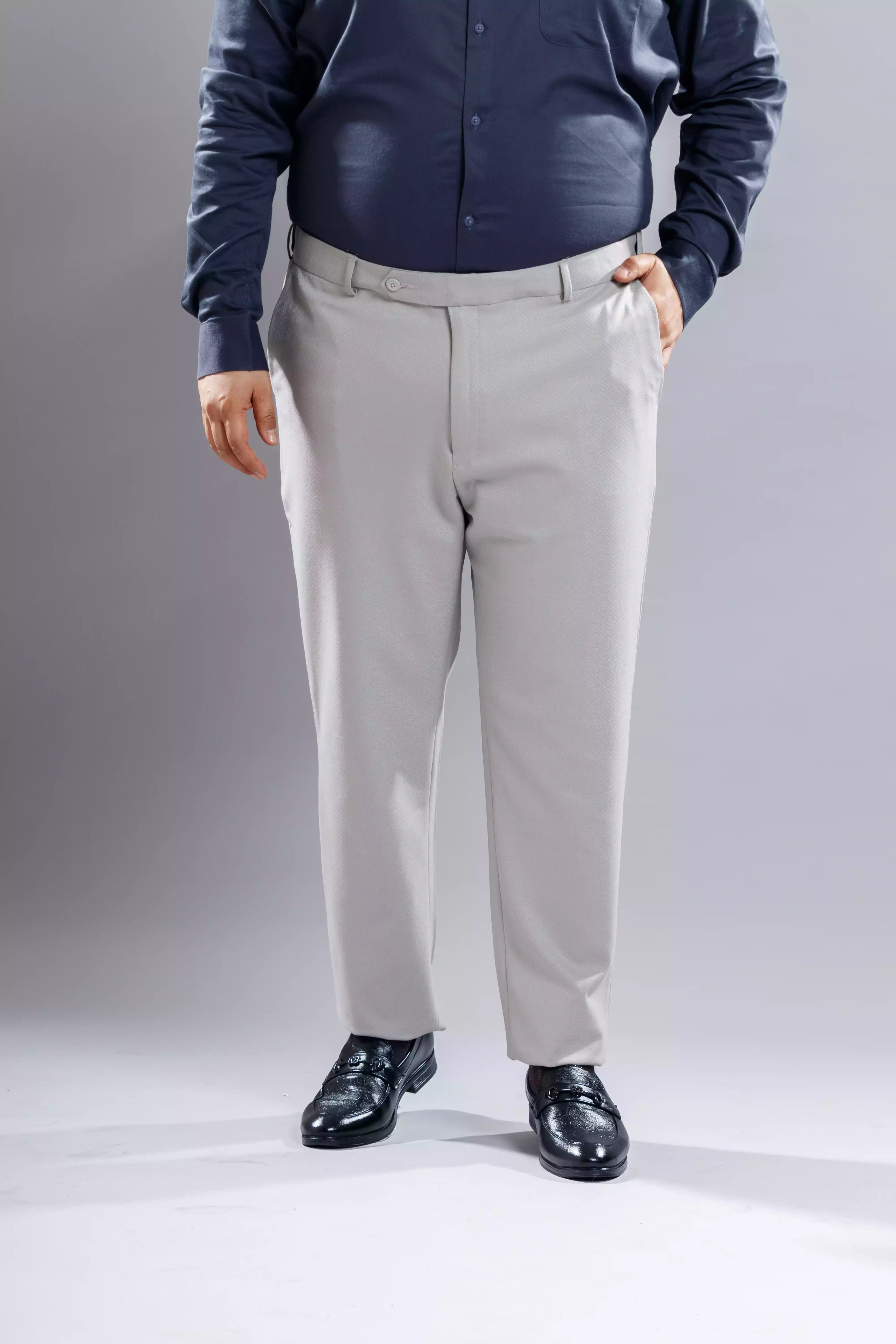 Men’s premium Smoke Grey Flexiplus Diamond Checks Pants - Front view