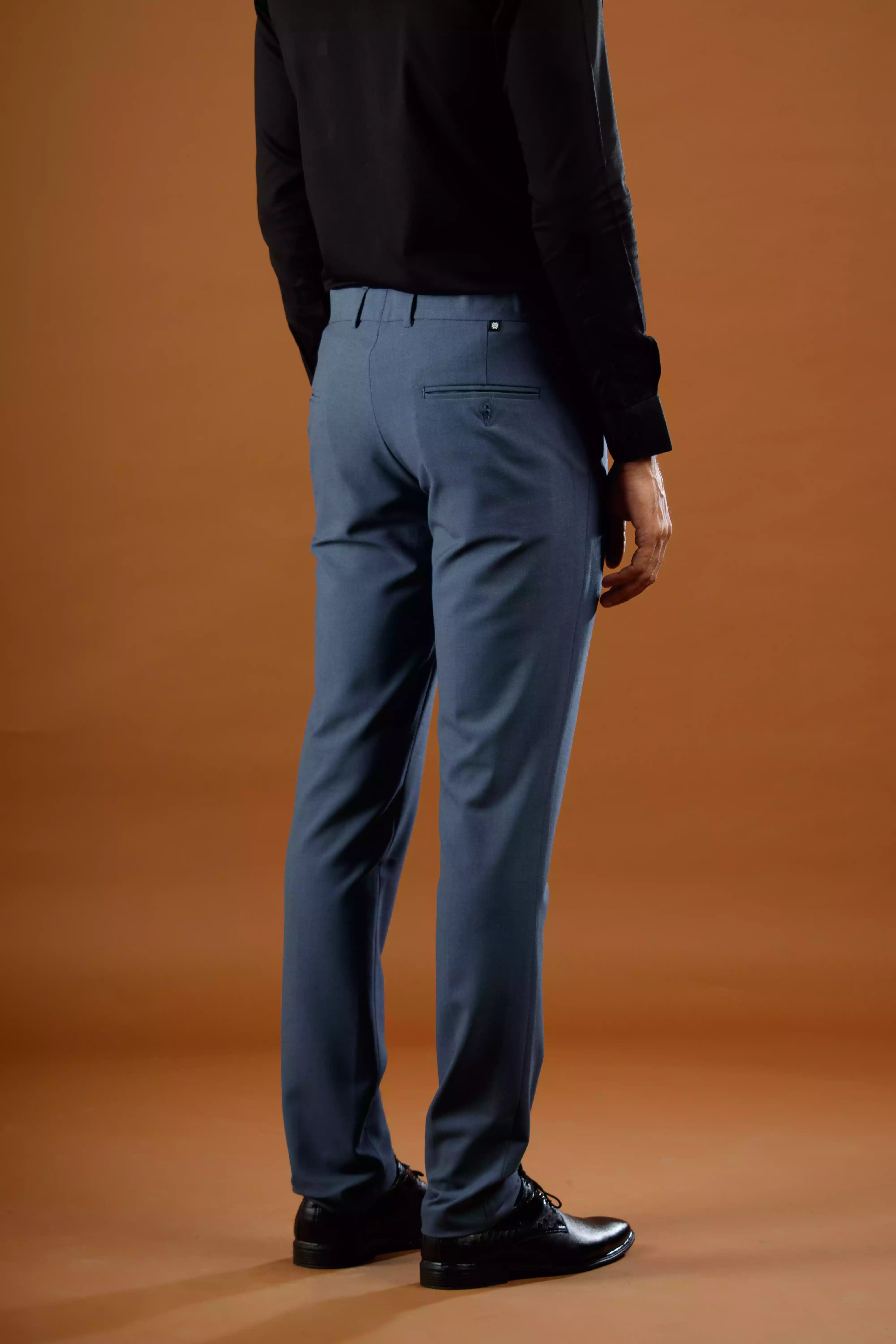 Men’s premium Denim Blue FlexiPlus Straight Fit Pant - Back view