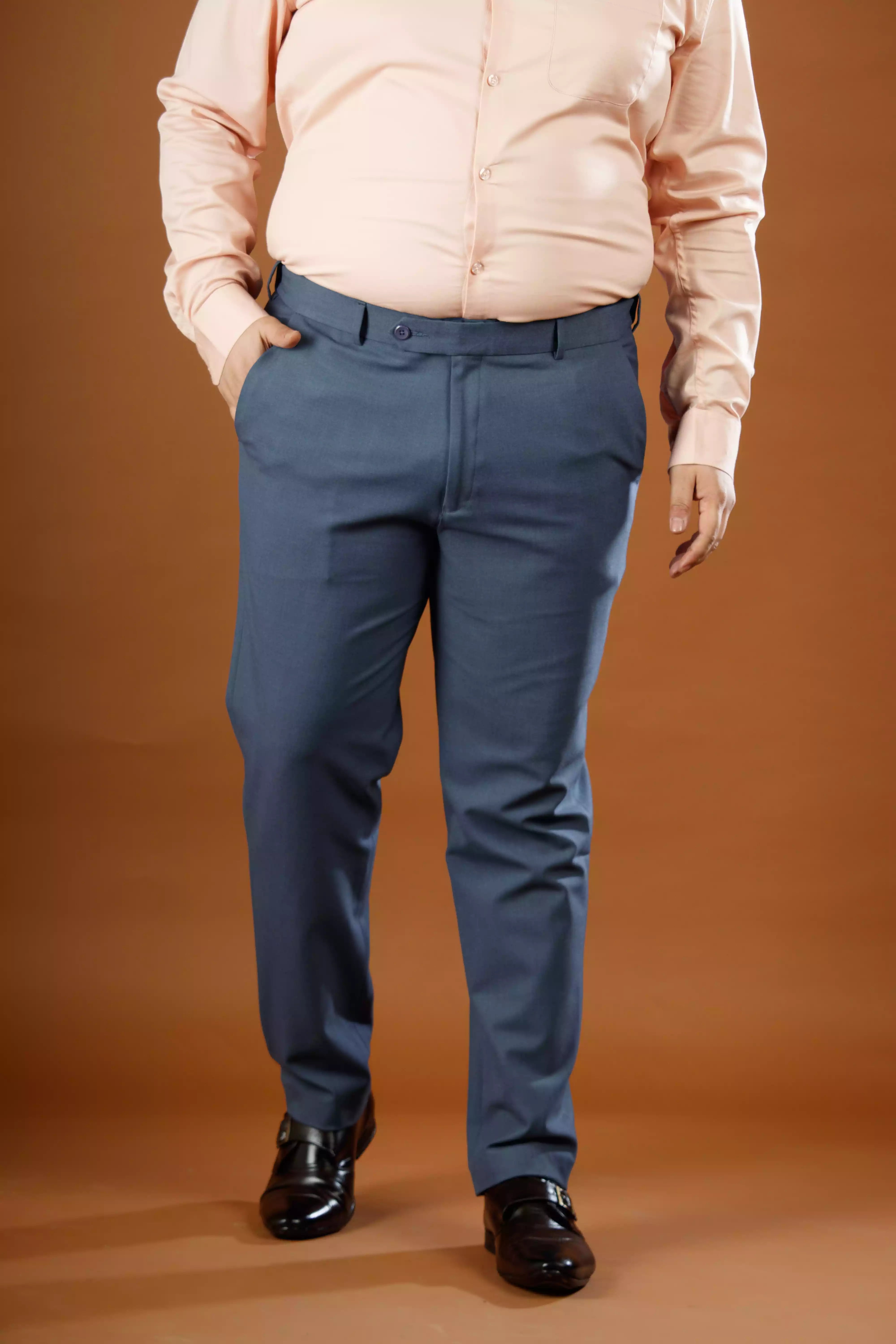 Men’s premium Denim Blue FlexiPlus Straight Fit Pant - Front view