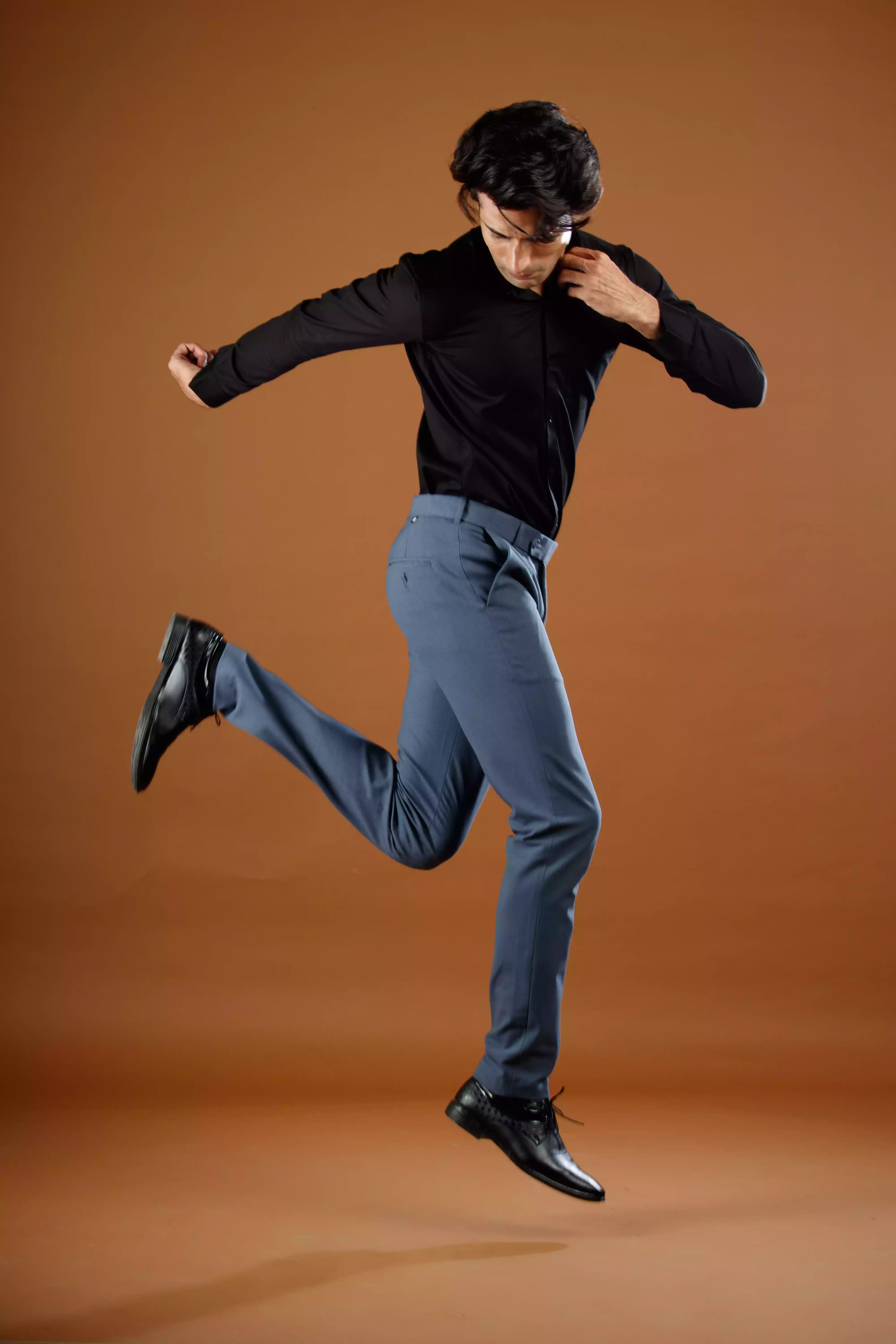 Men’s premium Denim Blue FlexiPlus Straight Fit Pant - Lifestyle view