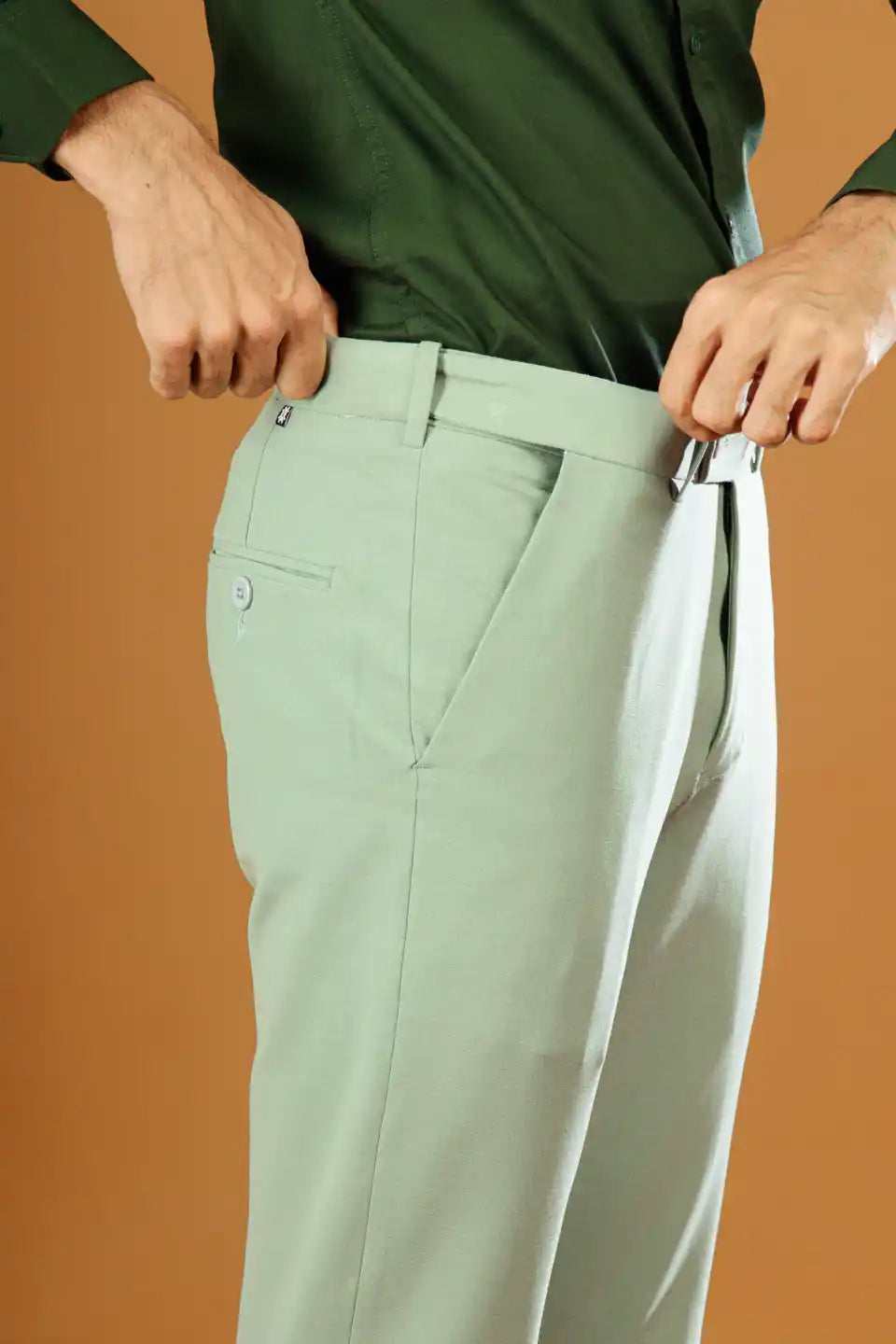 Men’s premium Ice Green FlexiPlus Straight Fit Pant - Side view
