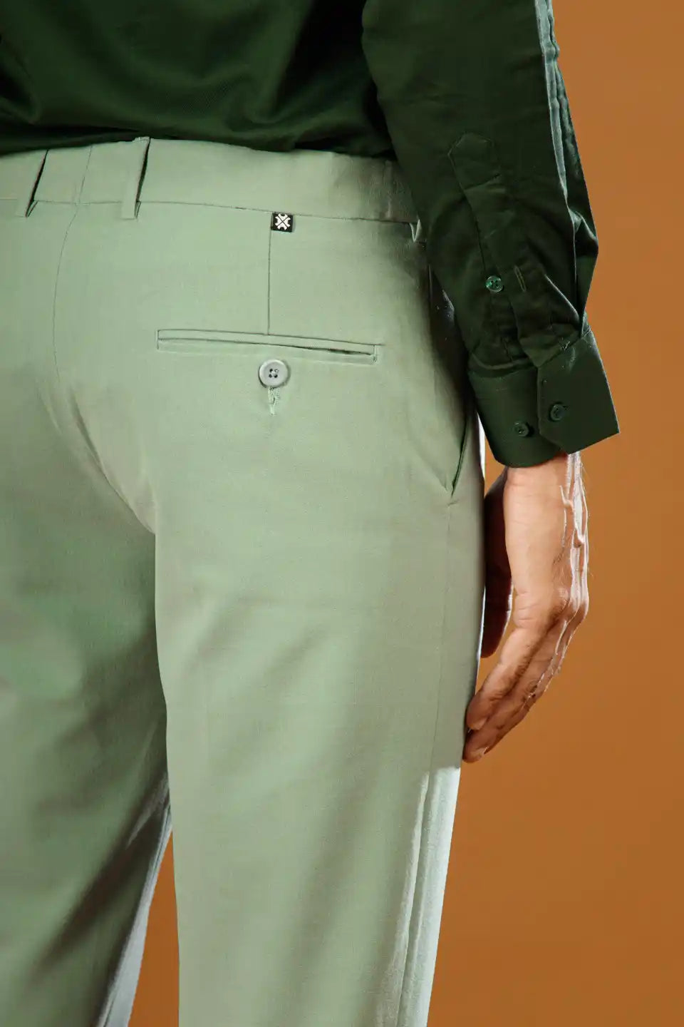 Men’s premium Ice Green FlexiPlus Straight Fit Pant - Back view