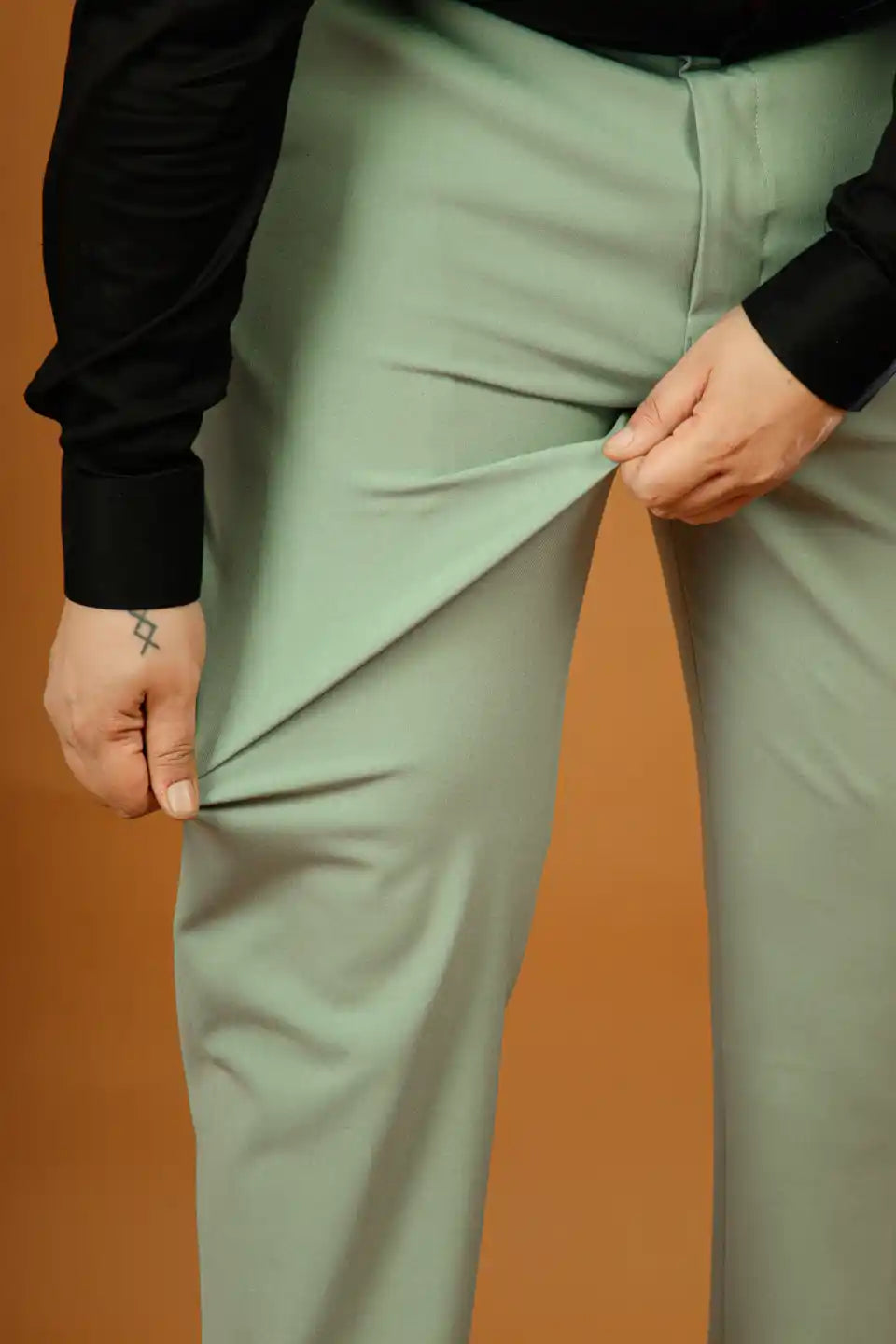 Men’s premium Ice Green FlexiPlus Straight Fit Pant - Close view