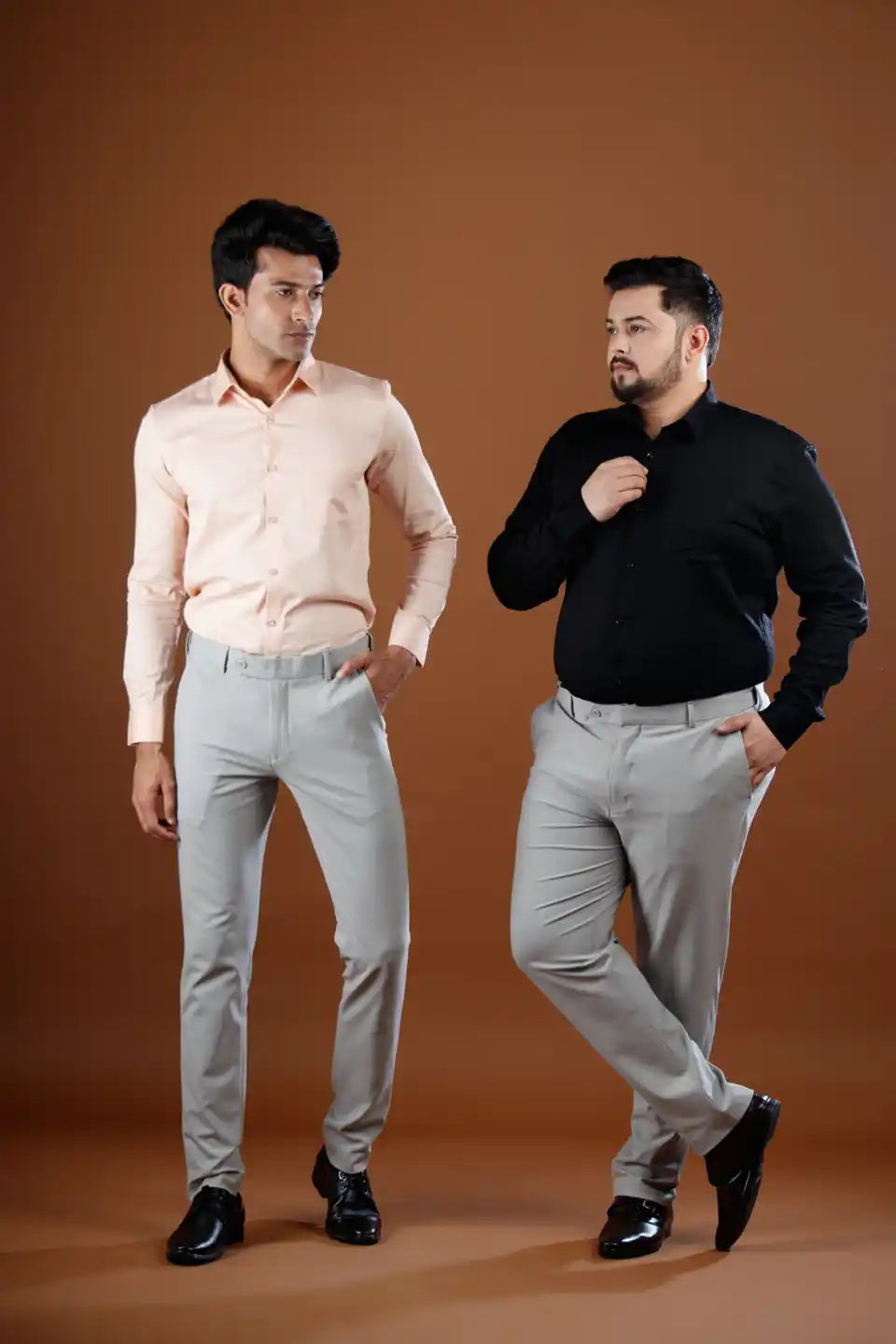 Men’s premium Light Grey FlexiPlus Straight Fit Pant - Lifestyle view