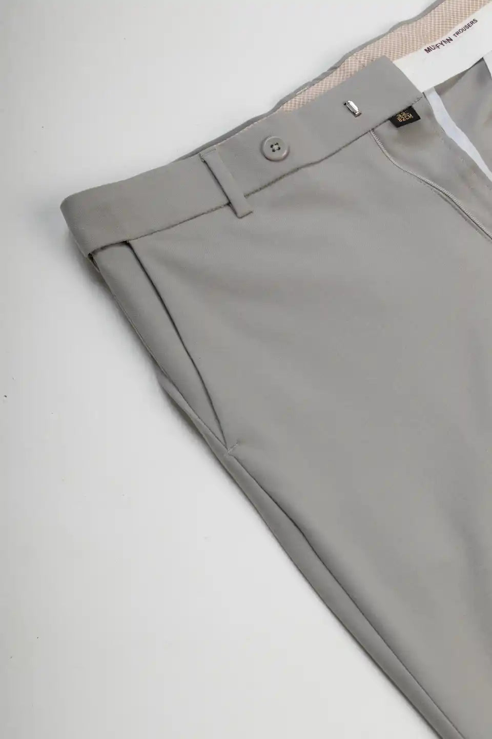 Men’s premium Light Grey FlexiPlus Straight Fit Pant - Fabric view